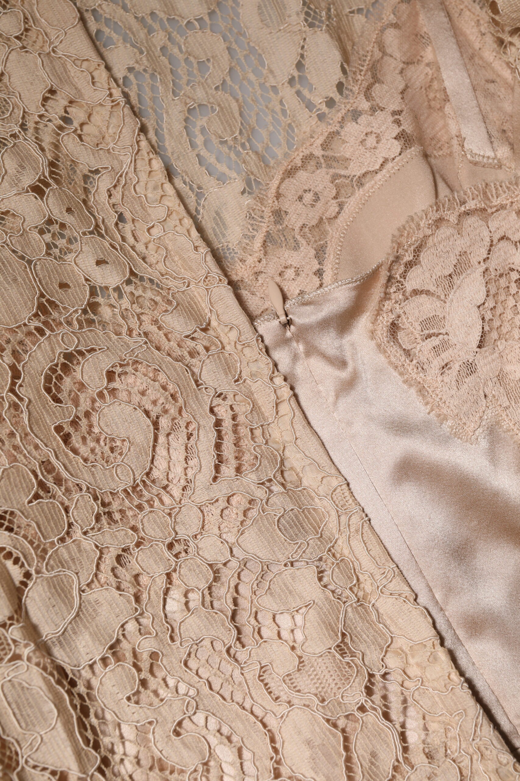 Dolce & Gabbana Beige Floral Lace Sleeveless Sheath Dress | Regal Royce