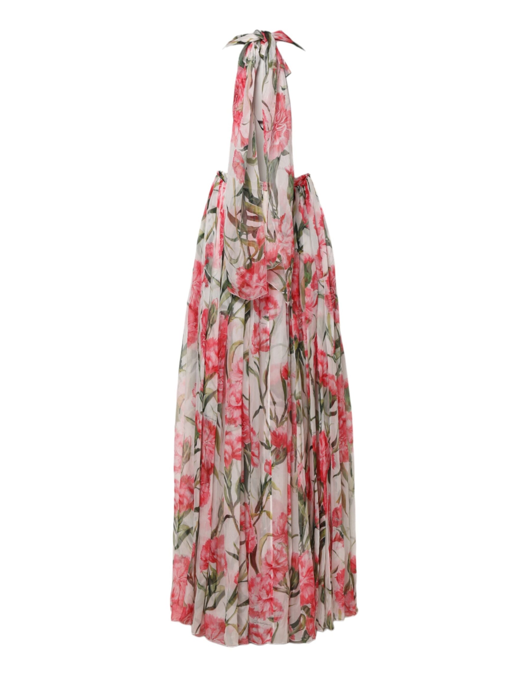 Dolce & Gabbana White Floral Silk Halter A-line Maxi Dress | Regal Royce