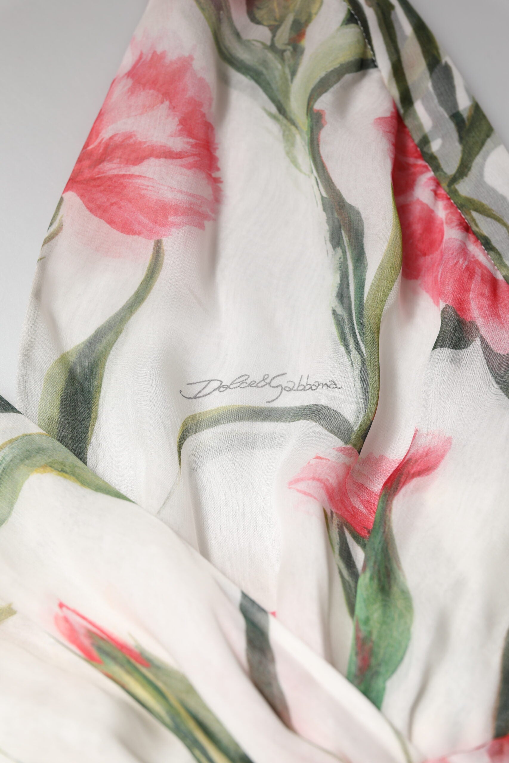 Dolce & Gabbana White Floral Silk Halter A-line Maxi Dress | Regal Royce