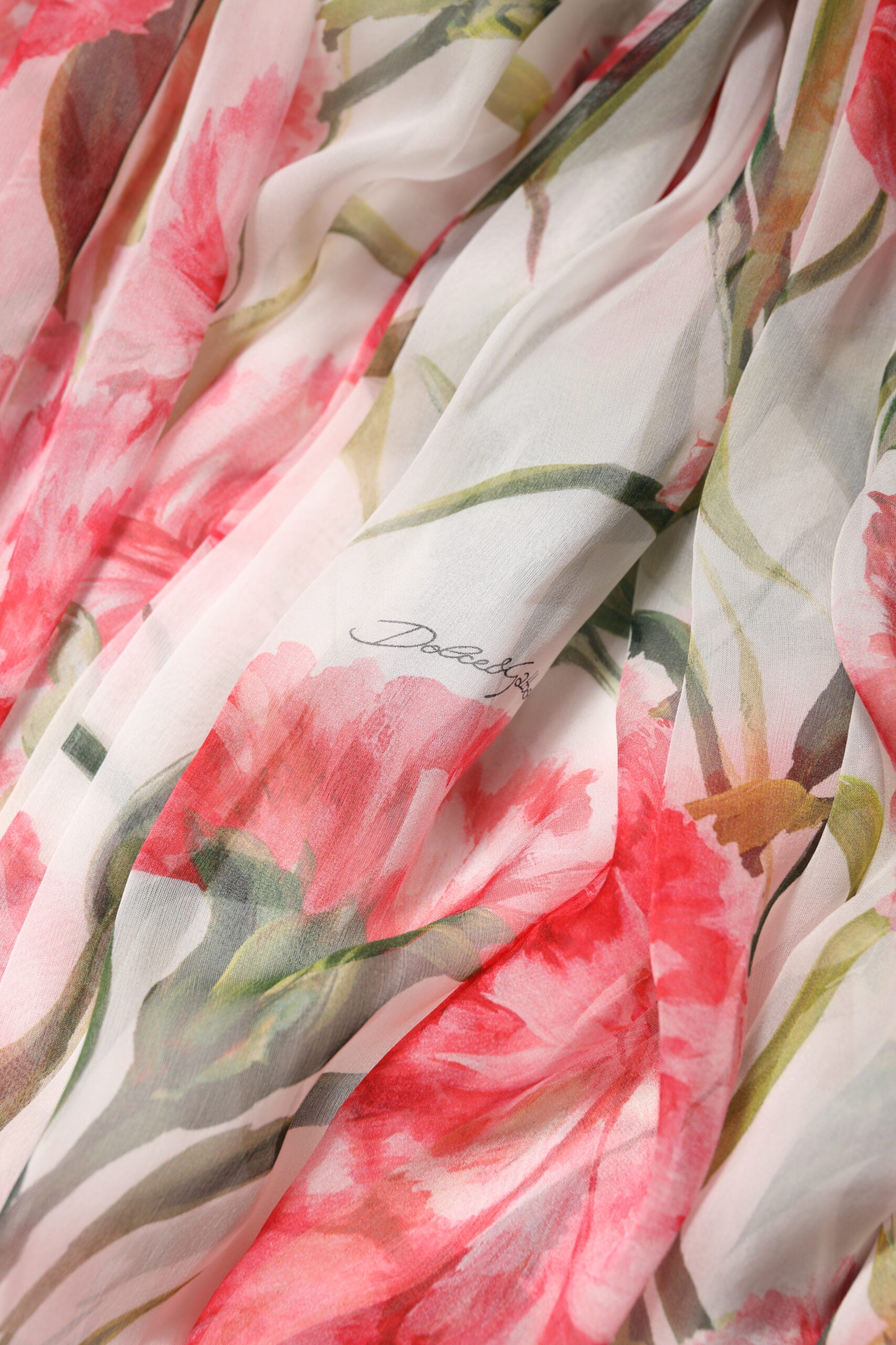 Dolce & Gabbana White Floral Silk Halter A-line Maxi Dress | Regal Royce