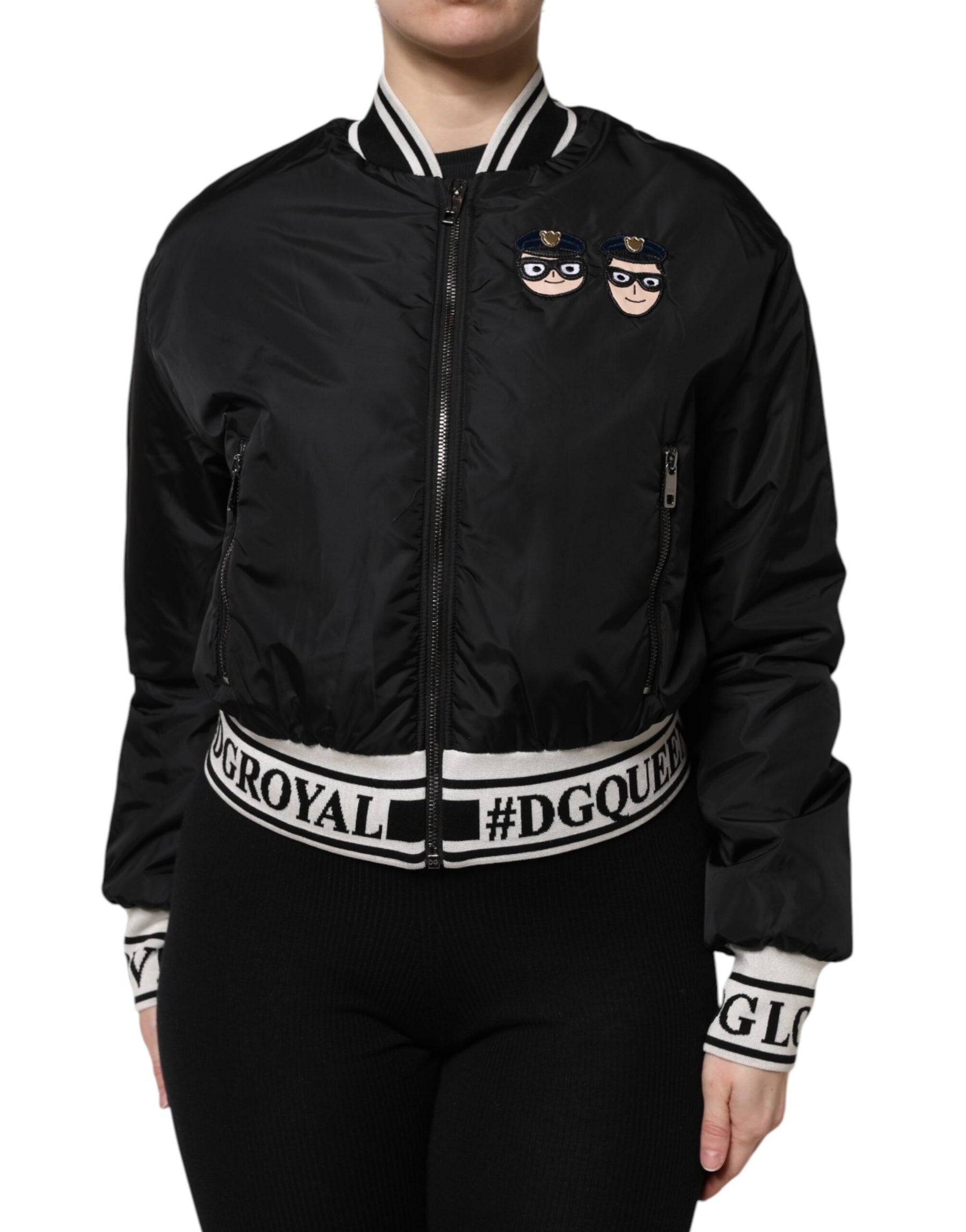 Dolce & Gabbana Black Nylon #DGFamily Full Zip Bomber Jacket | Regal Royce