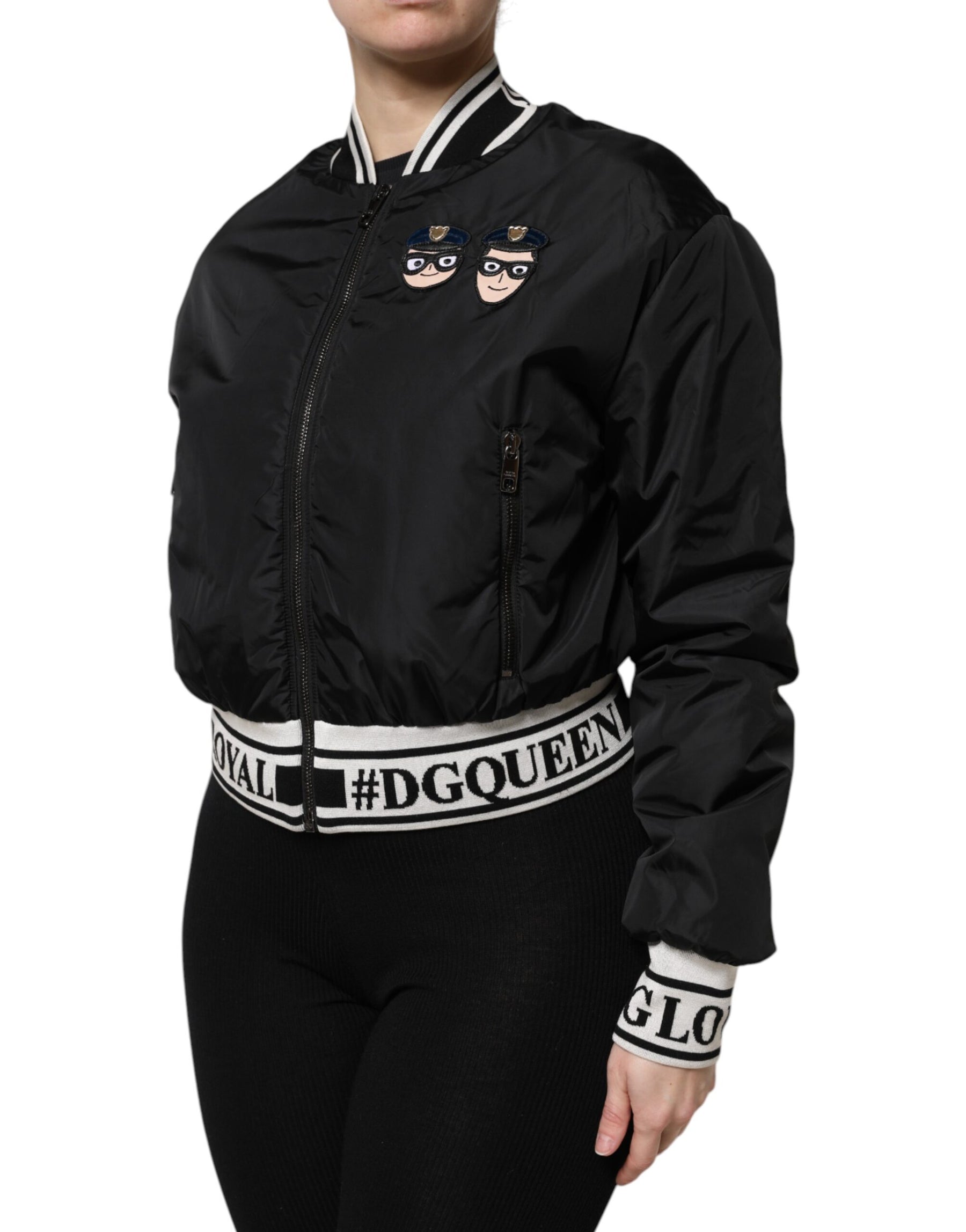 Dolce & Gabbana Black Nylon #DGFamily Full Zip Bomber Jacket | Regal Royce