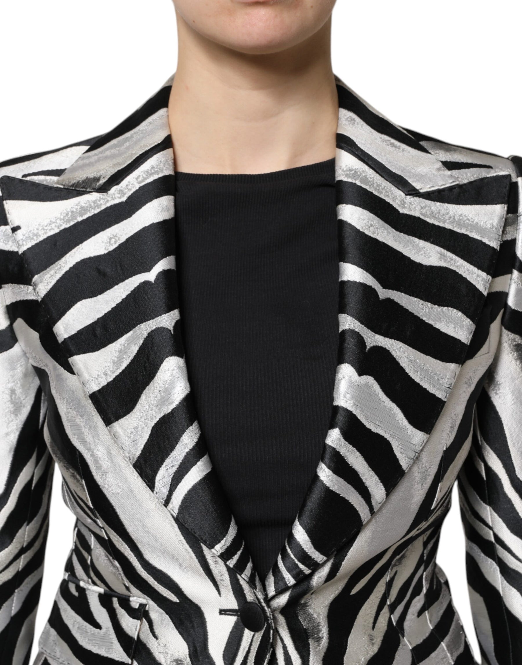 Dolce & Gabbana Black White Polyester Women Blazer Jacket | Regal Royce