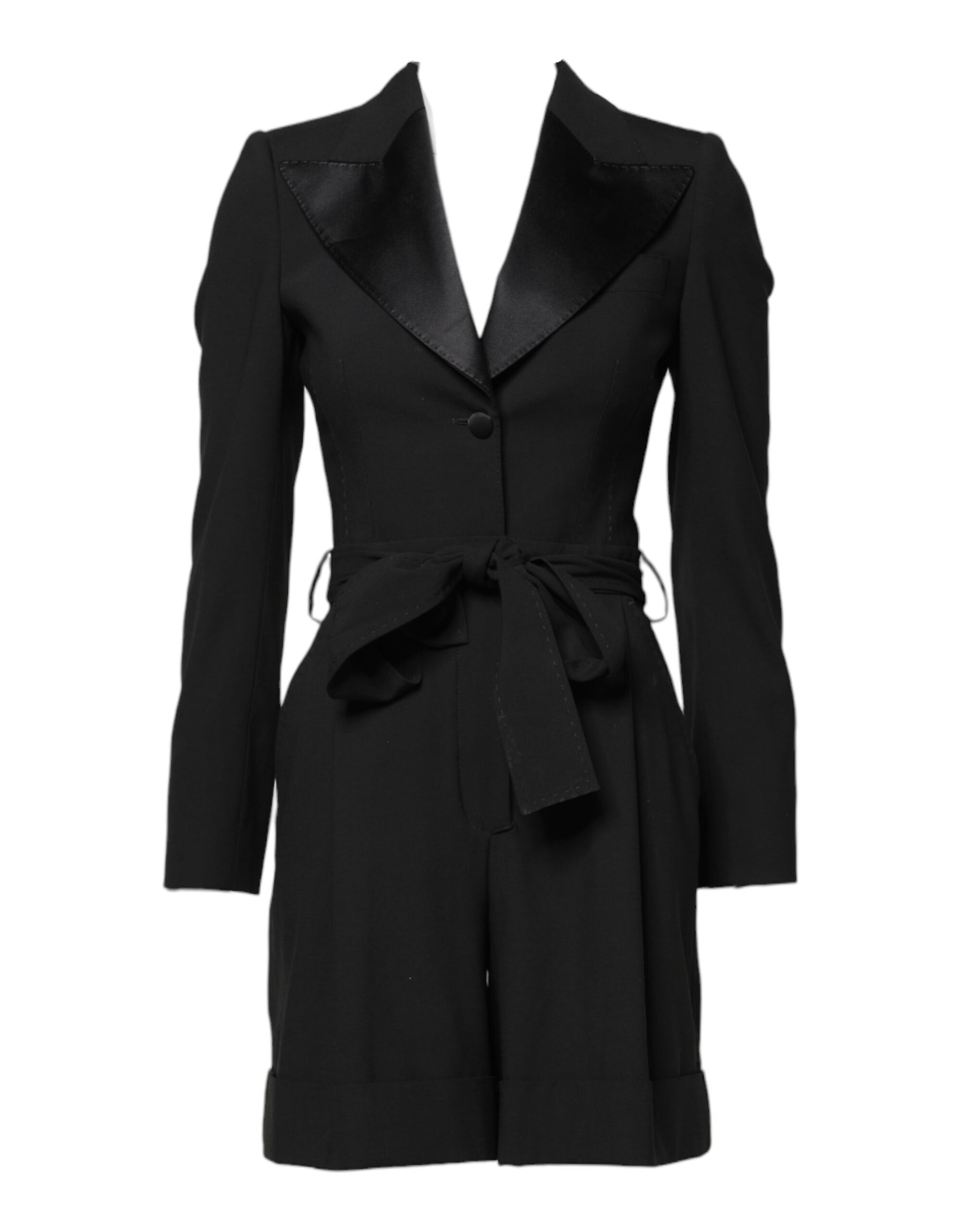 Dolce & Gabbana Black Wool Jumpsuit Dress Women Coat Jacket | Regal Royce