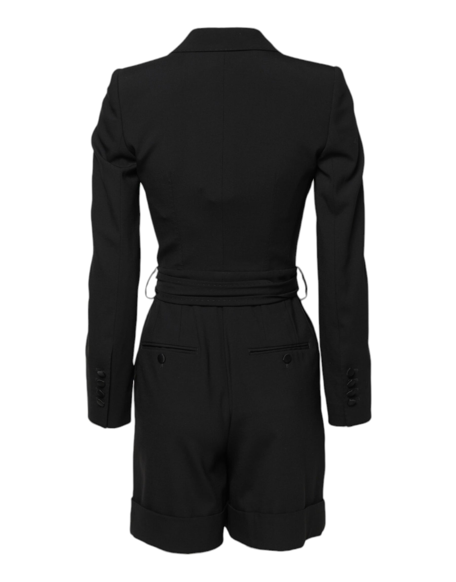 Dolce & Gabbana Black Wool Jumpsuit Dress Women Coat Jacket | Regal Royce