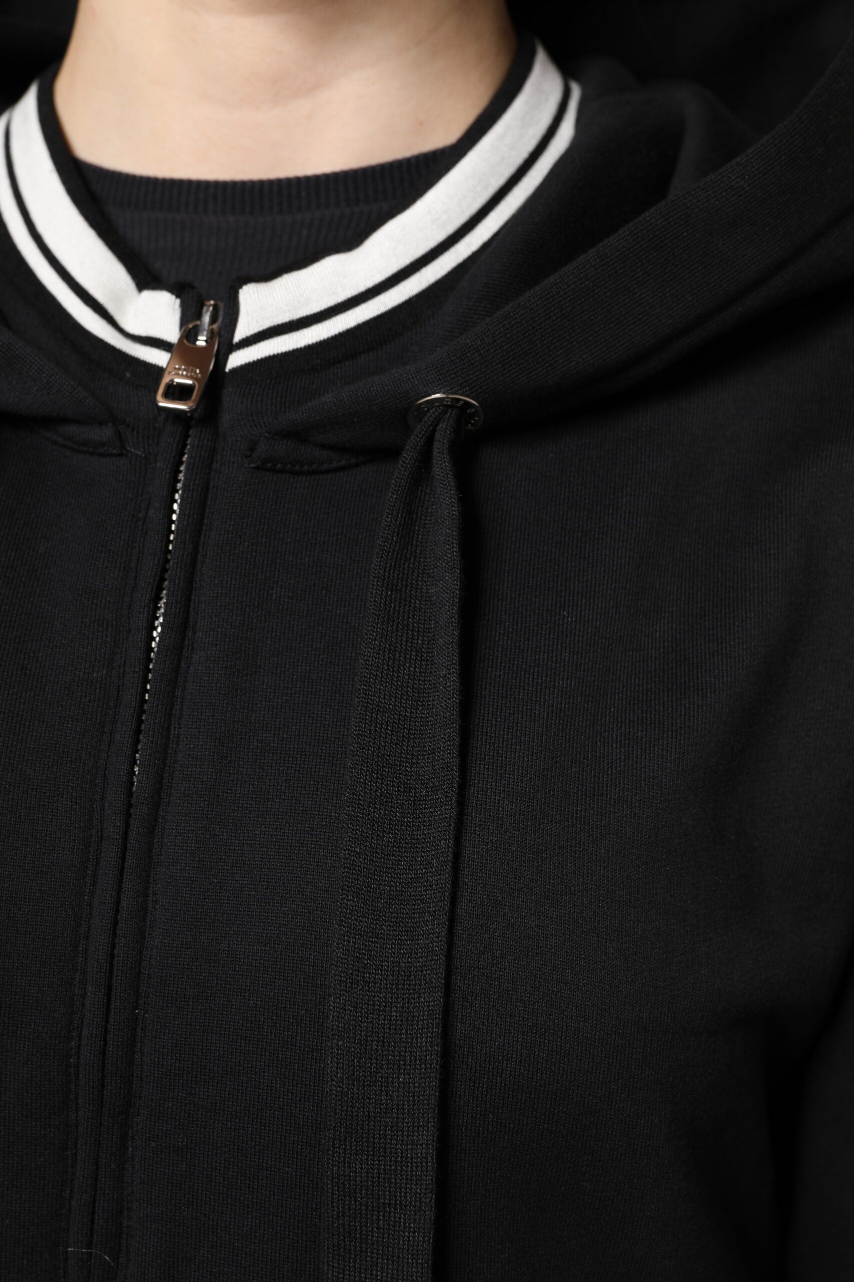 Dolce & Gabbana Black Cotton Hooded Full Zip Sweatshirt Sweater | Regal Royce