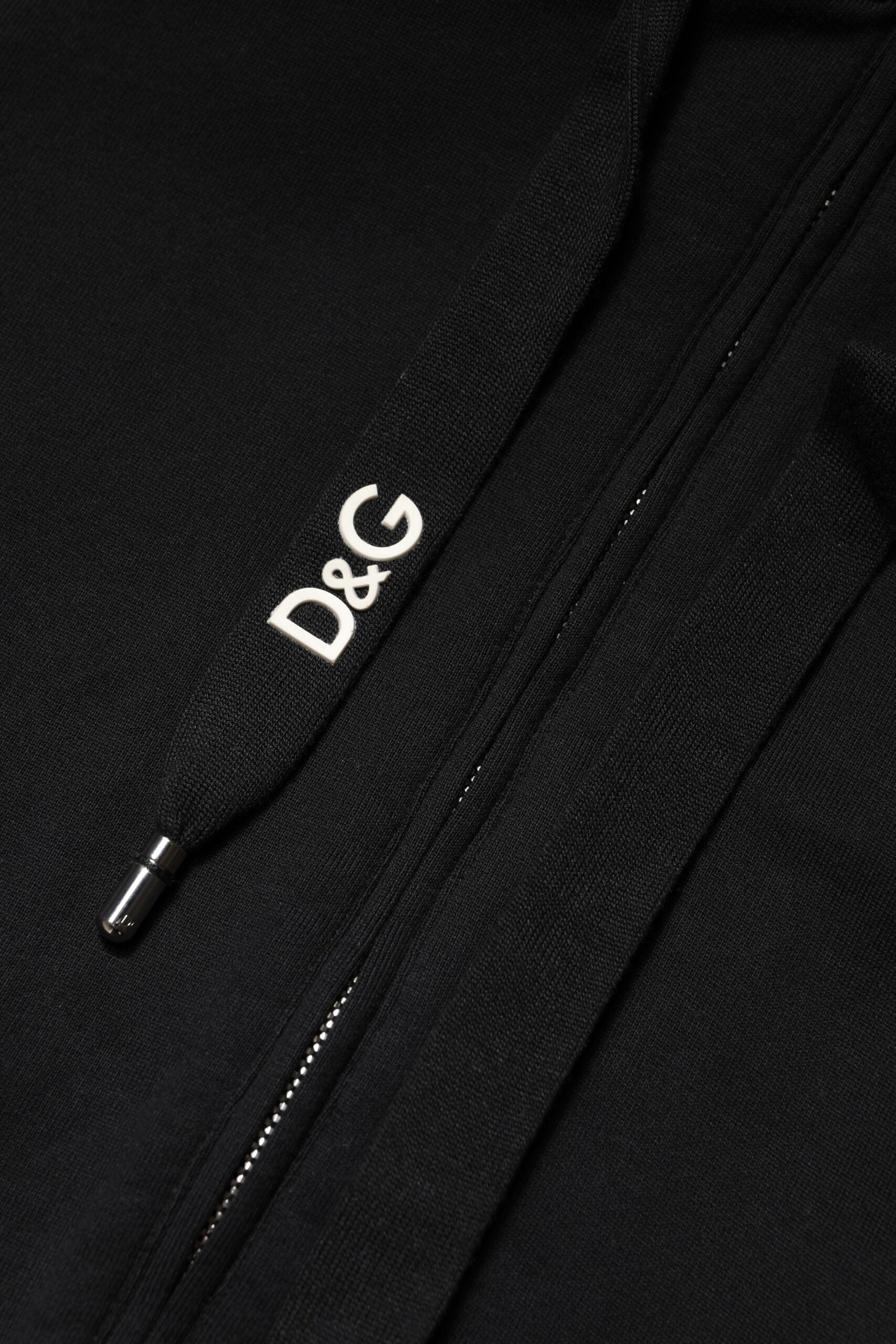 Dolce & Gabbana Black Cotton Hooded Full Zip Sweatshirt Sweater | Regal Royce