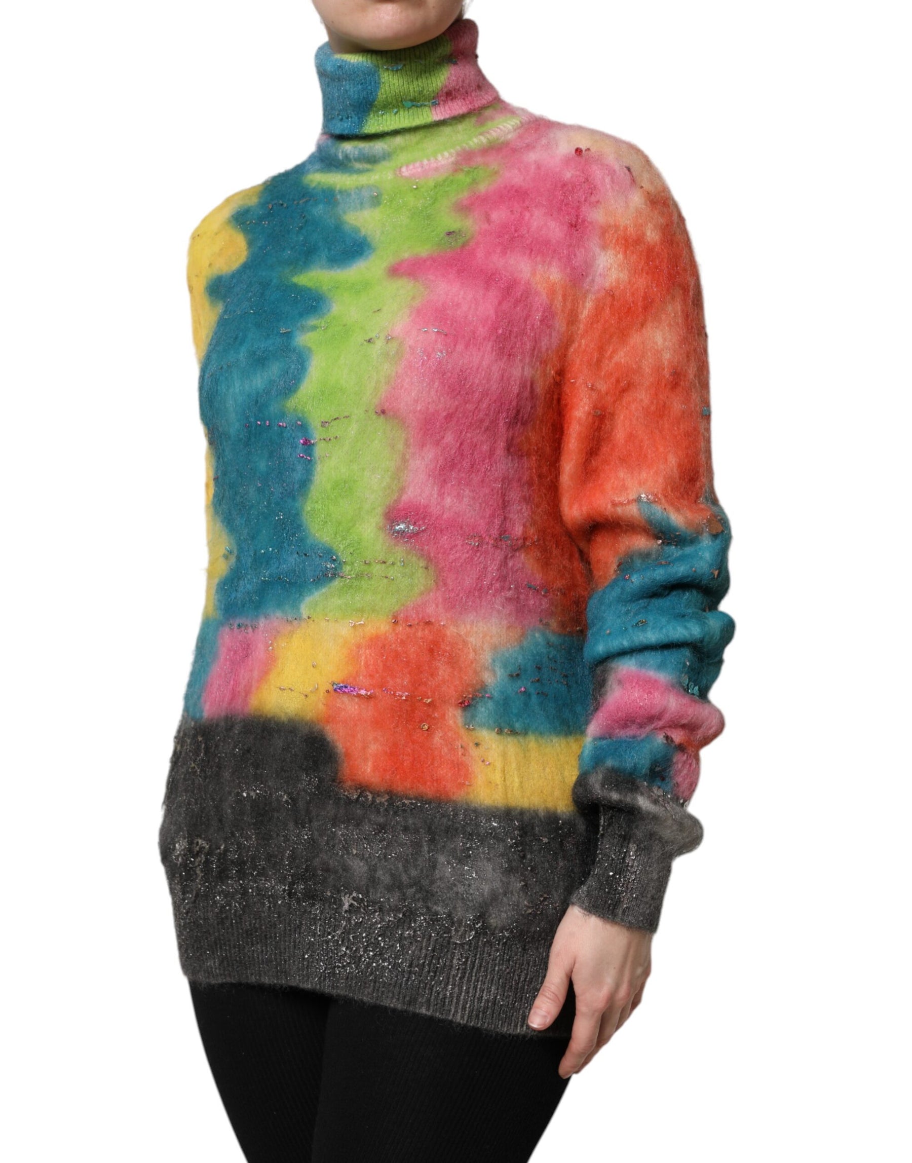 Dolce & Gabbana Multicolor Mohair Turtleneck Pullover Sweater | Regal Royce