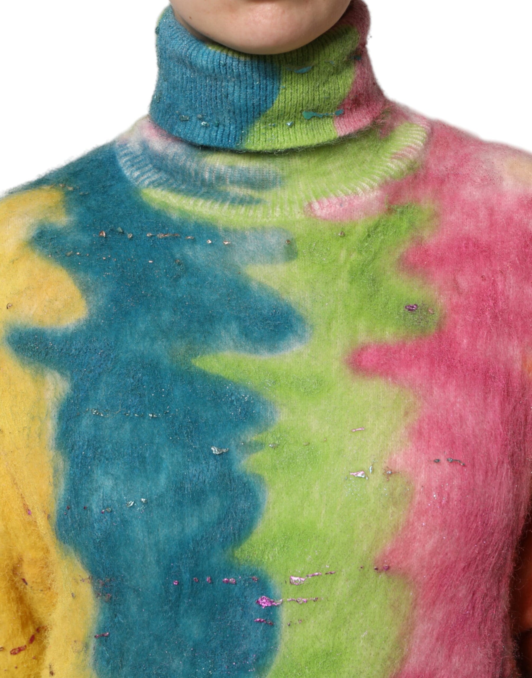 Dolce & Gabbana Multicolor Mohair Turtleneck Pullover Sweater | Regal Royce