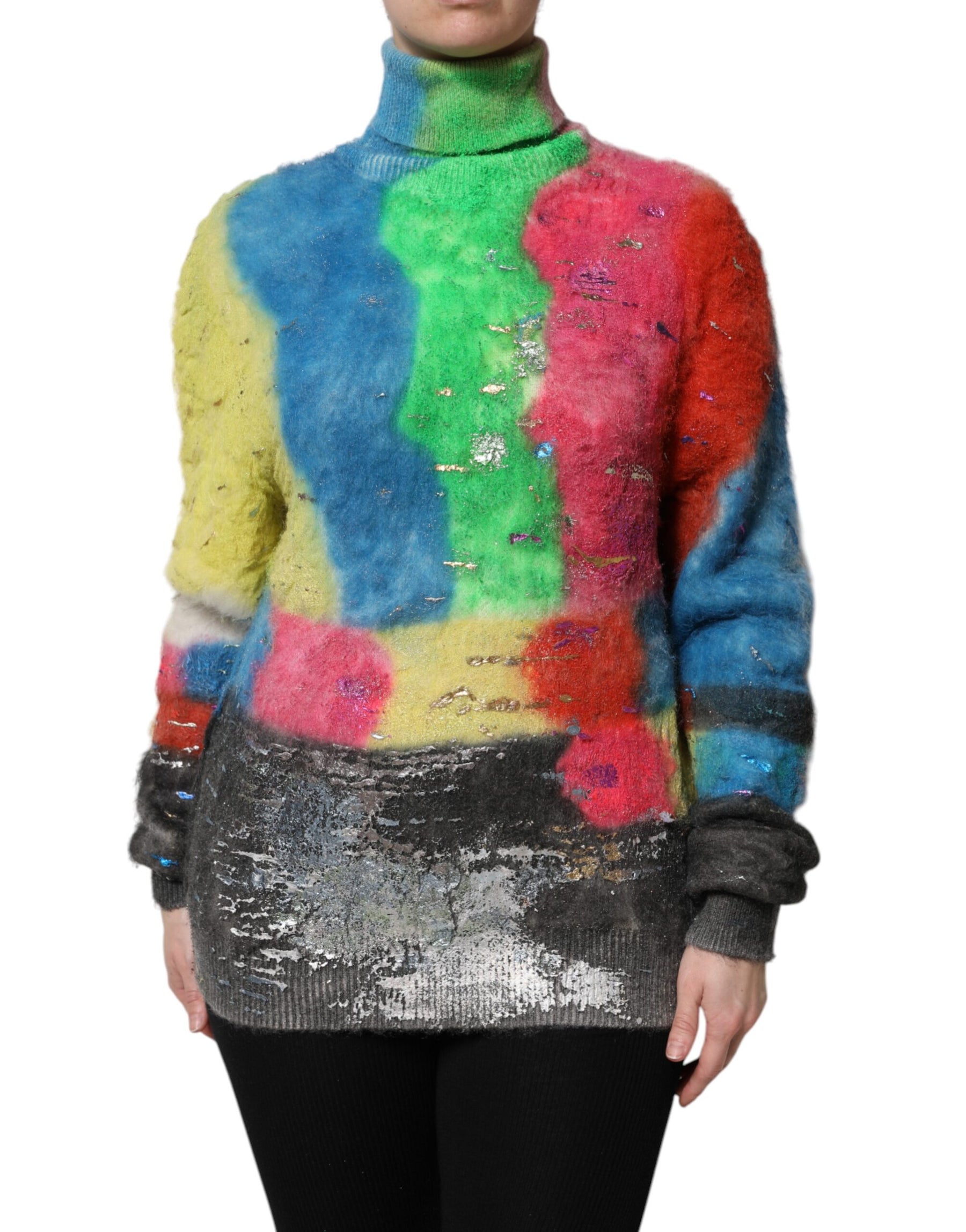 Dolce & Gabbana Multicolor Mohair Turtleneck Pullover Sweater | Regal Royce