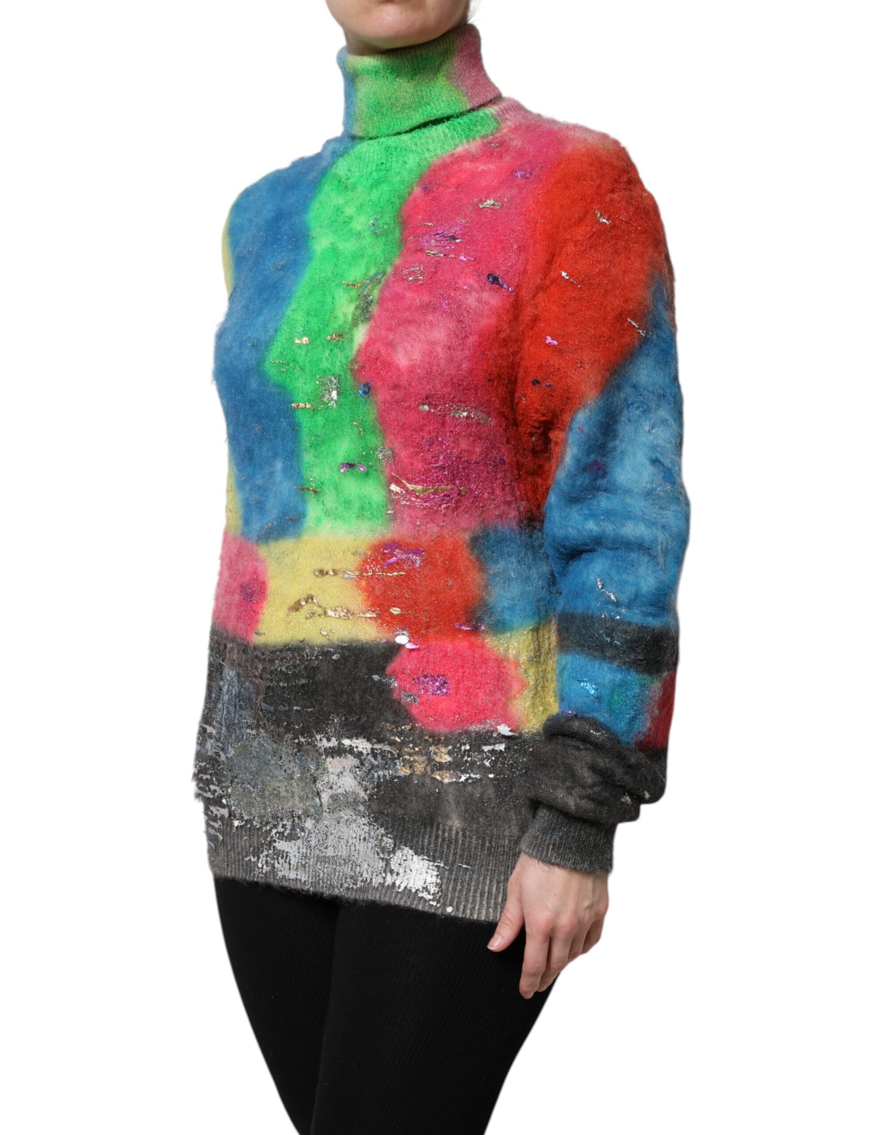 Dolce & Gabbana Multicolor Mohair Turtleneck Pullover Sweater | Regal Royce
