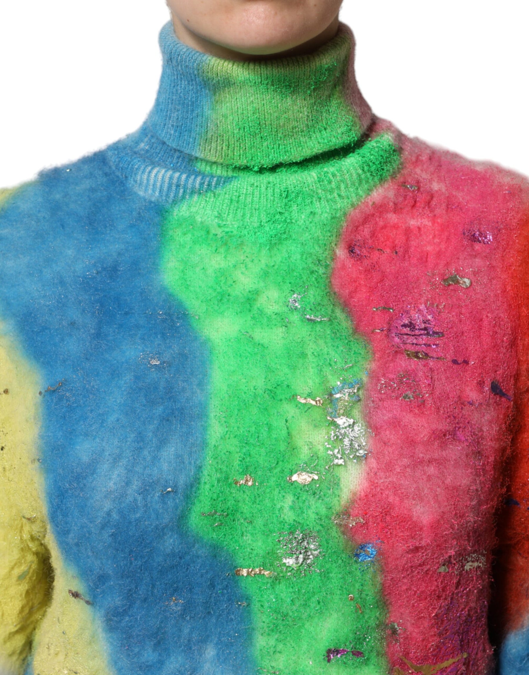 Dolce & Gabbana Multicolor Mohair Turtleneck Pullover Sweater | Regal Royce