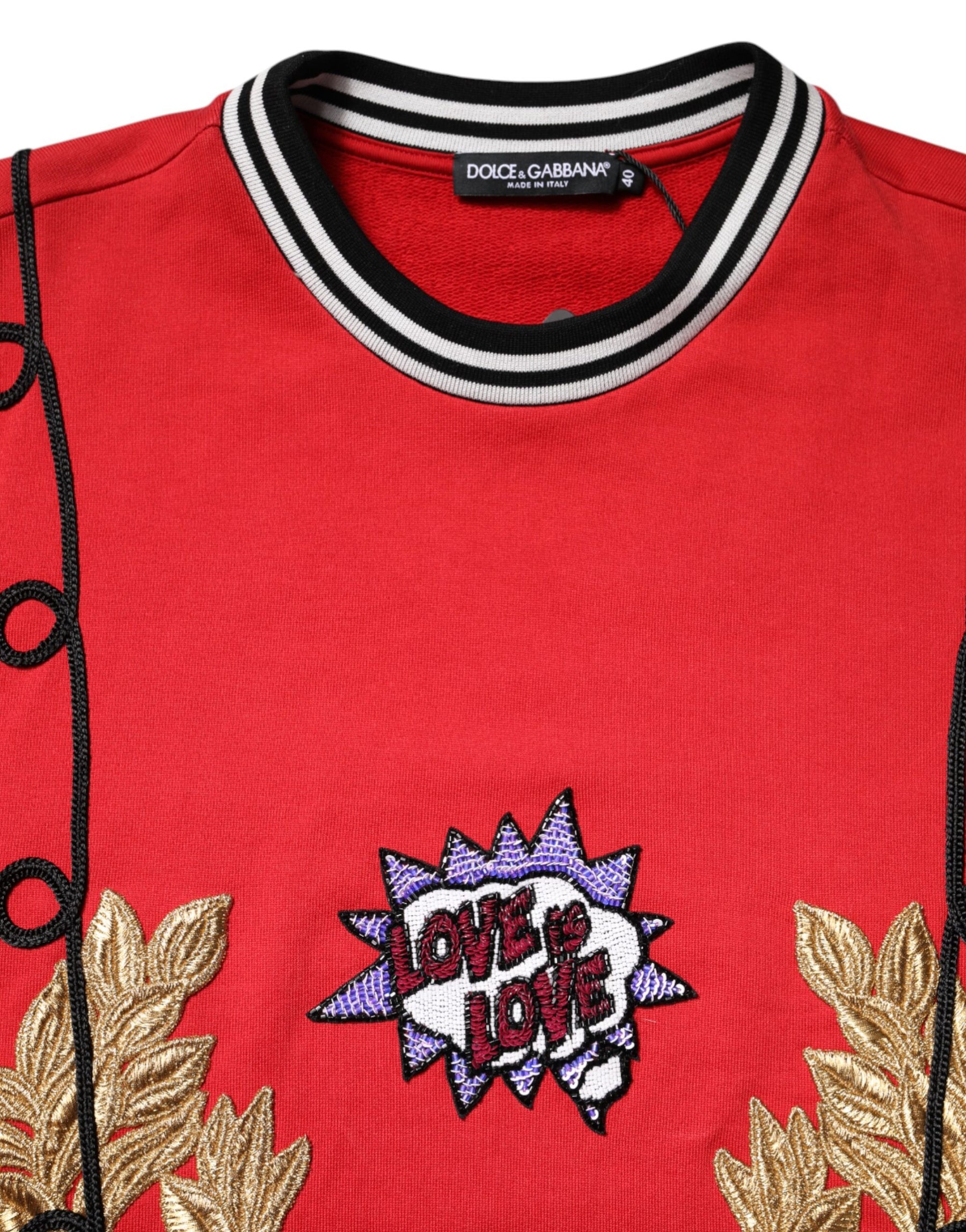 Dolce & Gabbana Red Cotton Queen Sequined Pullover Sweater | Regal Royce