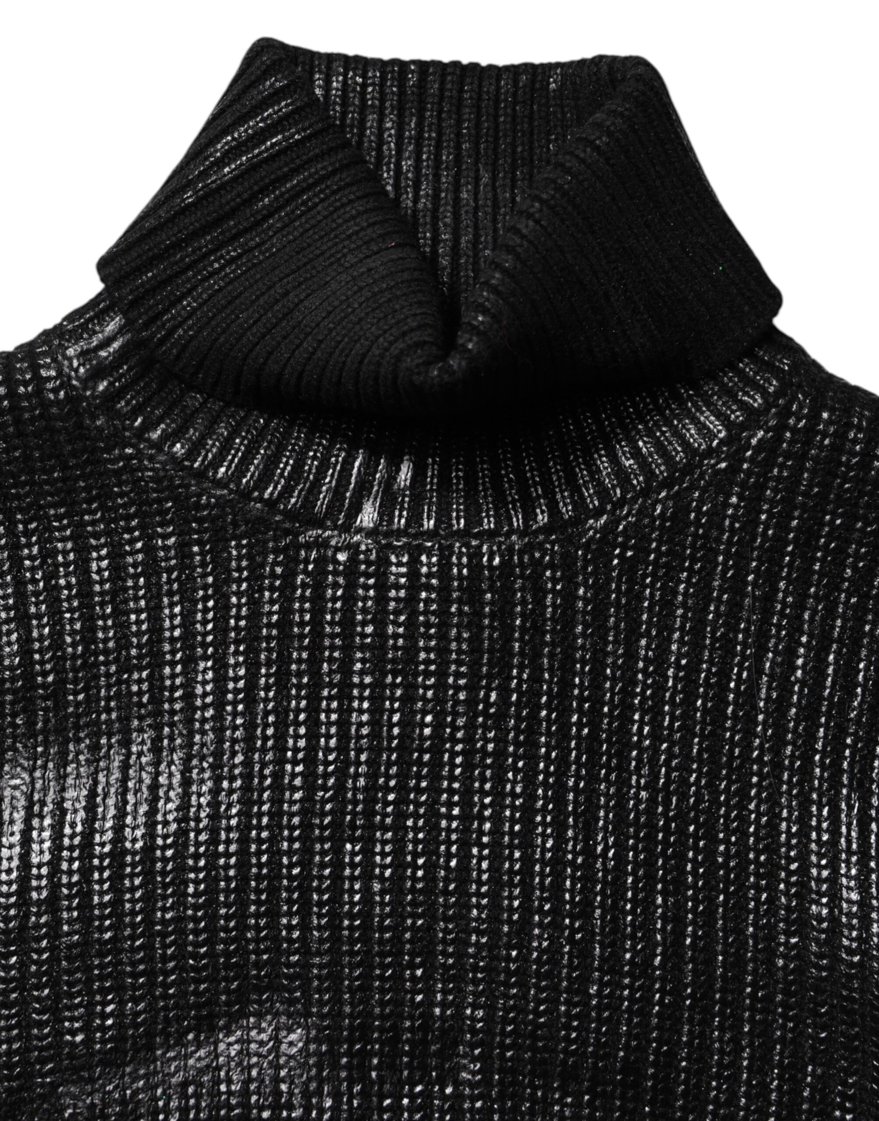 Dolce & Gabbana Black Wool Long Sleeve Turtleneck Cropped Top | Regal Royce