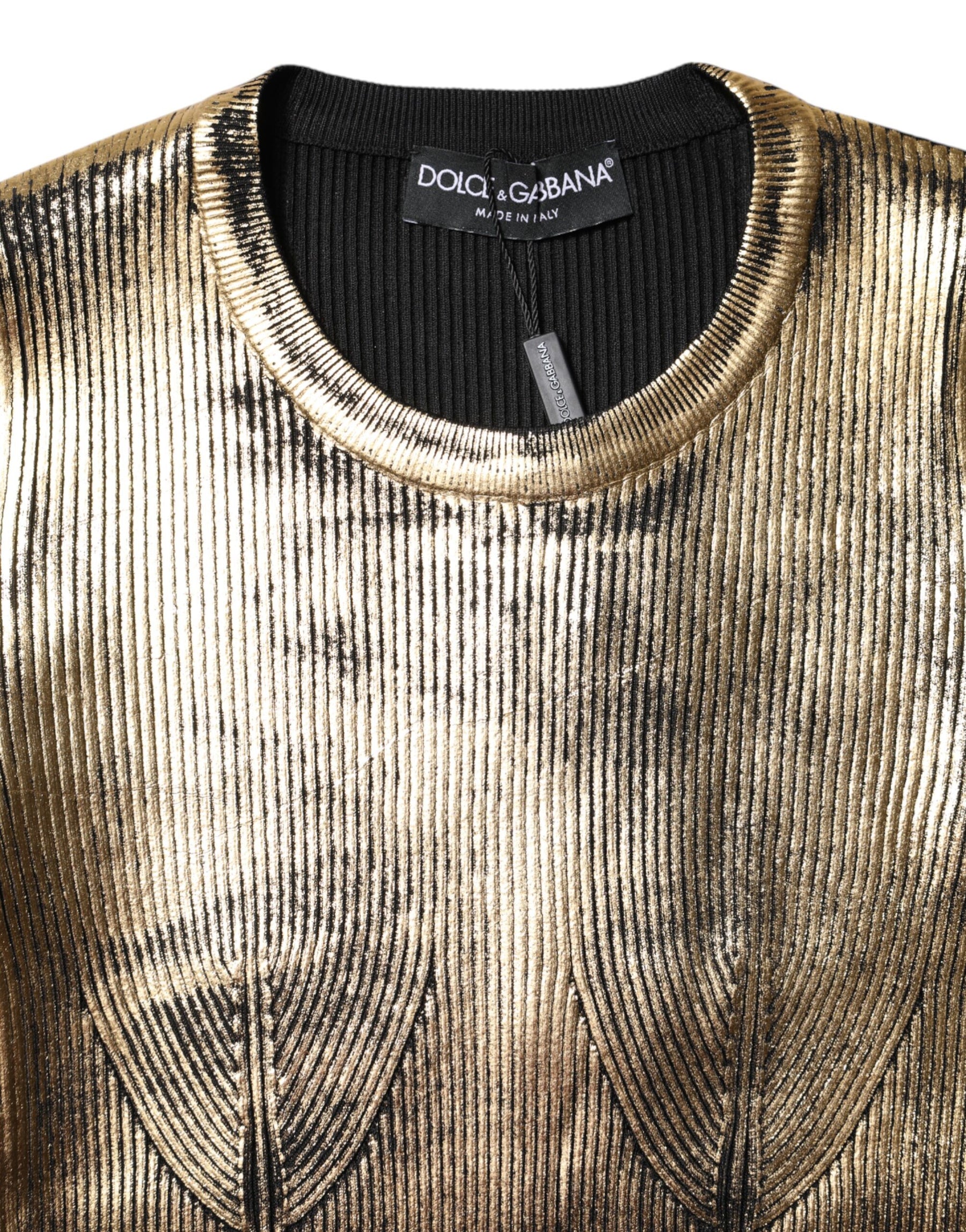 Dolce & Gabbana Gold Round Neck Long Sleeve Pullover Top | Regal Royce
