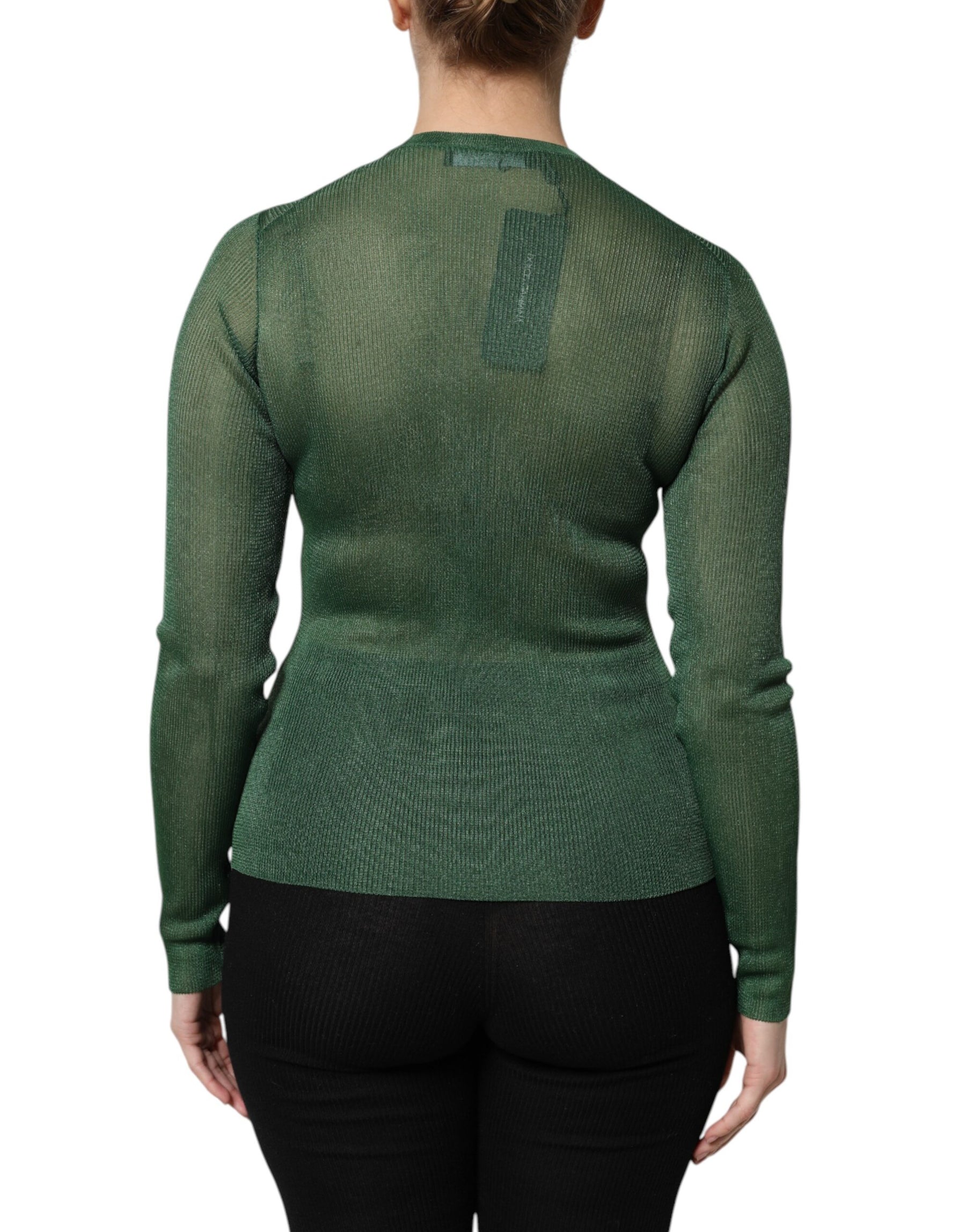 Dolce & Gabbana Green Polyester Long Sleeves Cardigan Sweater | Regal Royce