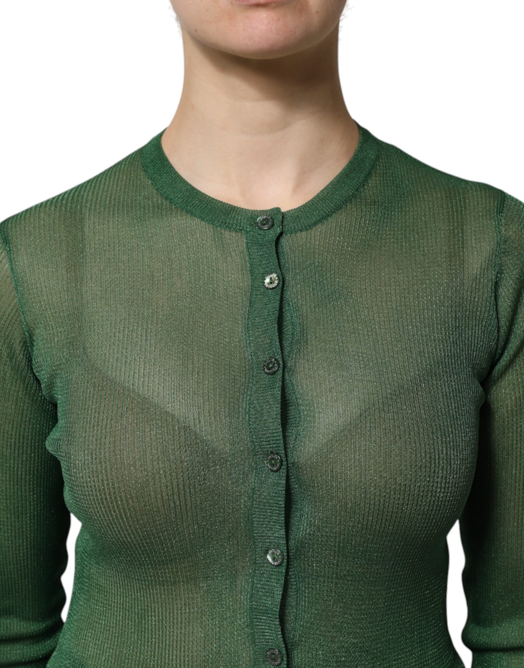 Dolce & Gabbana Green Polyester Long Sleeves Cardigan Sweater | Regal Royce