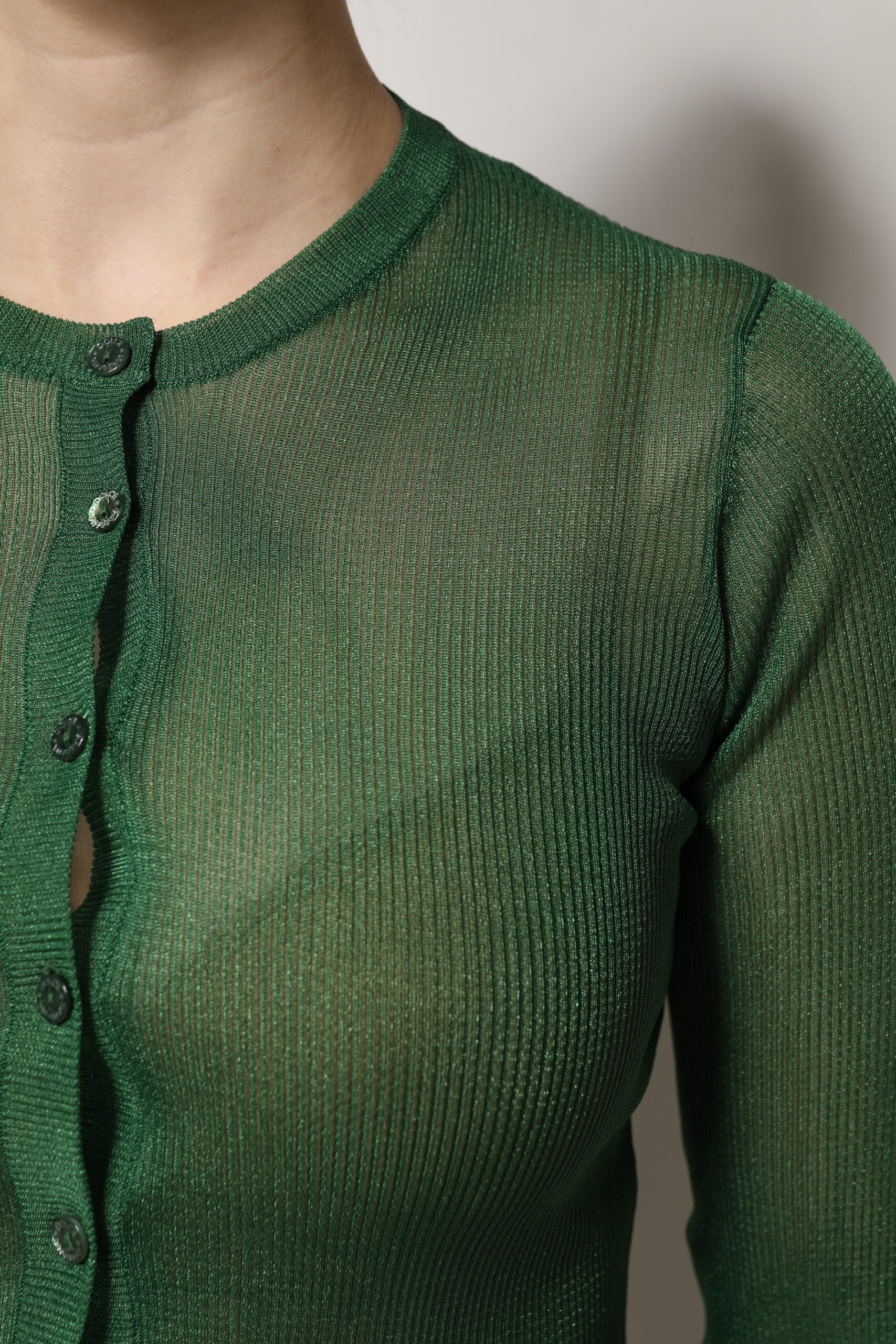 Dolce & Gabbana Green Polyester Long Sleeves Cardigan Sweater | Regal Royce