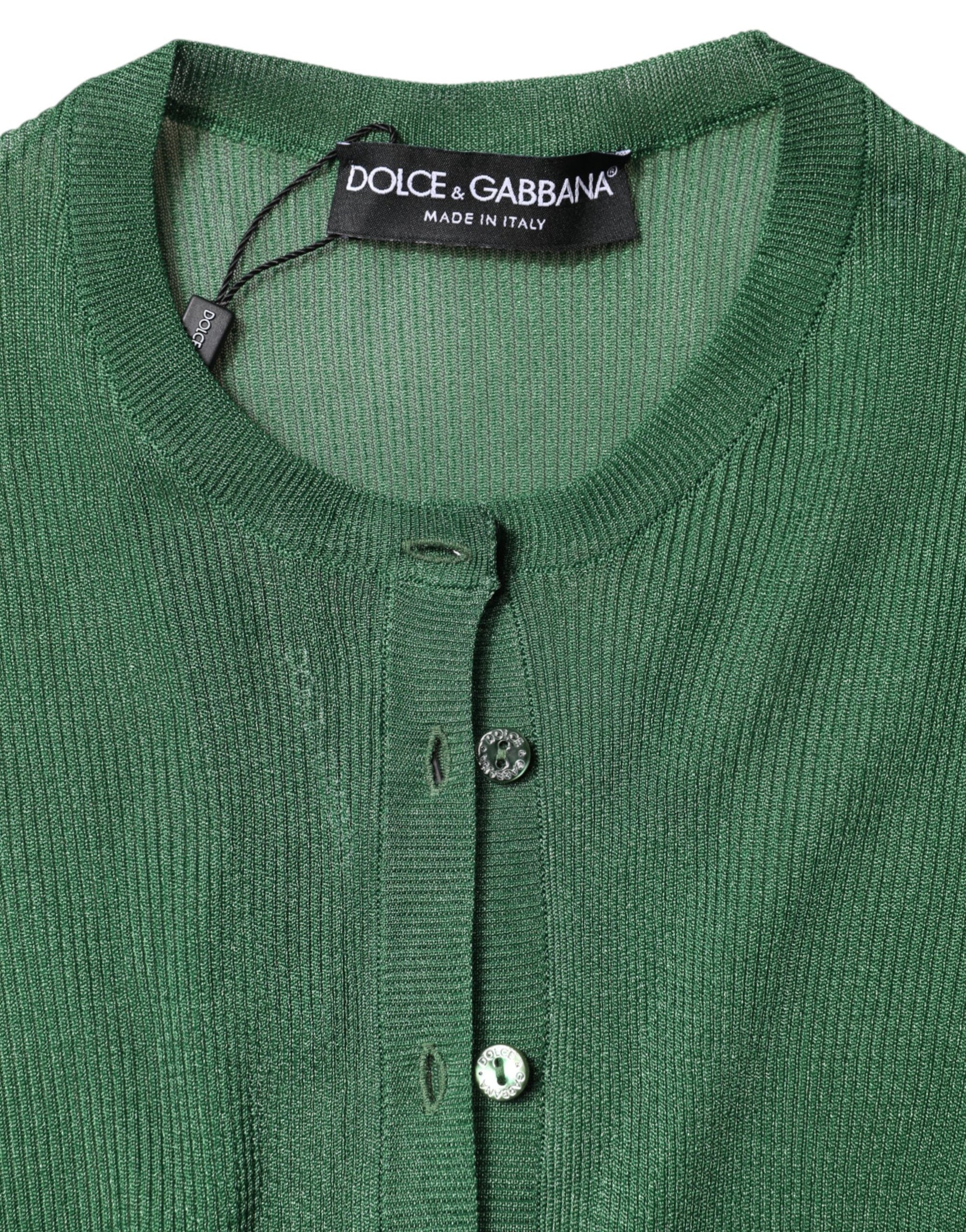 Dolce & Gabbana Green Polyester Long Sleeves Cardigan Sweater | Regal Royce