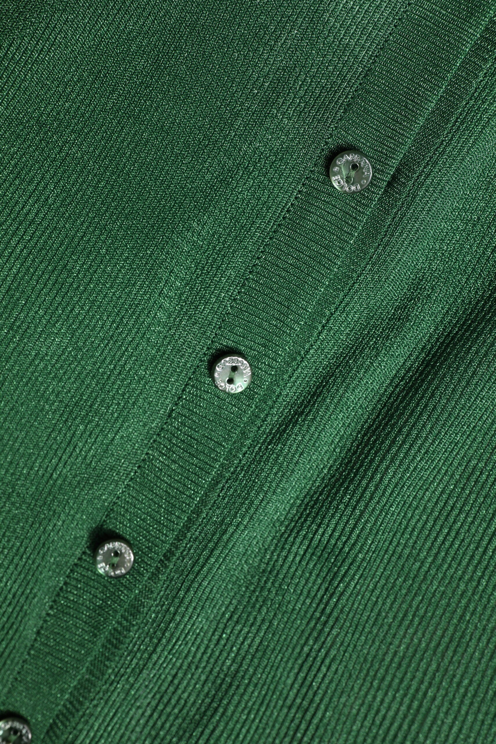 Dolce & Gabbana Green Polyester Long Sleeves Cardigan Sweater | Regal Royce