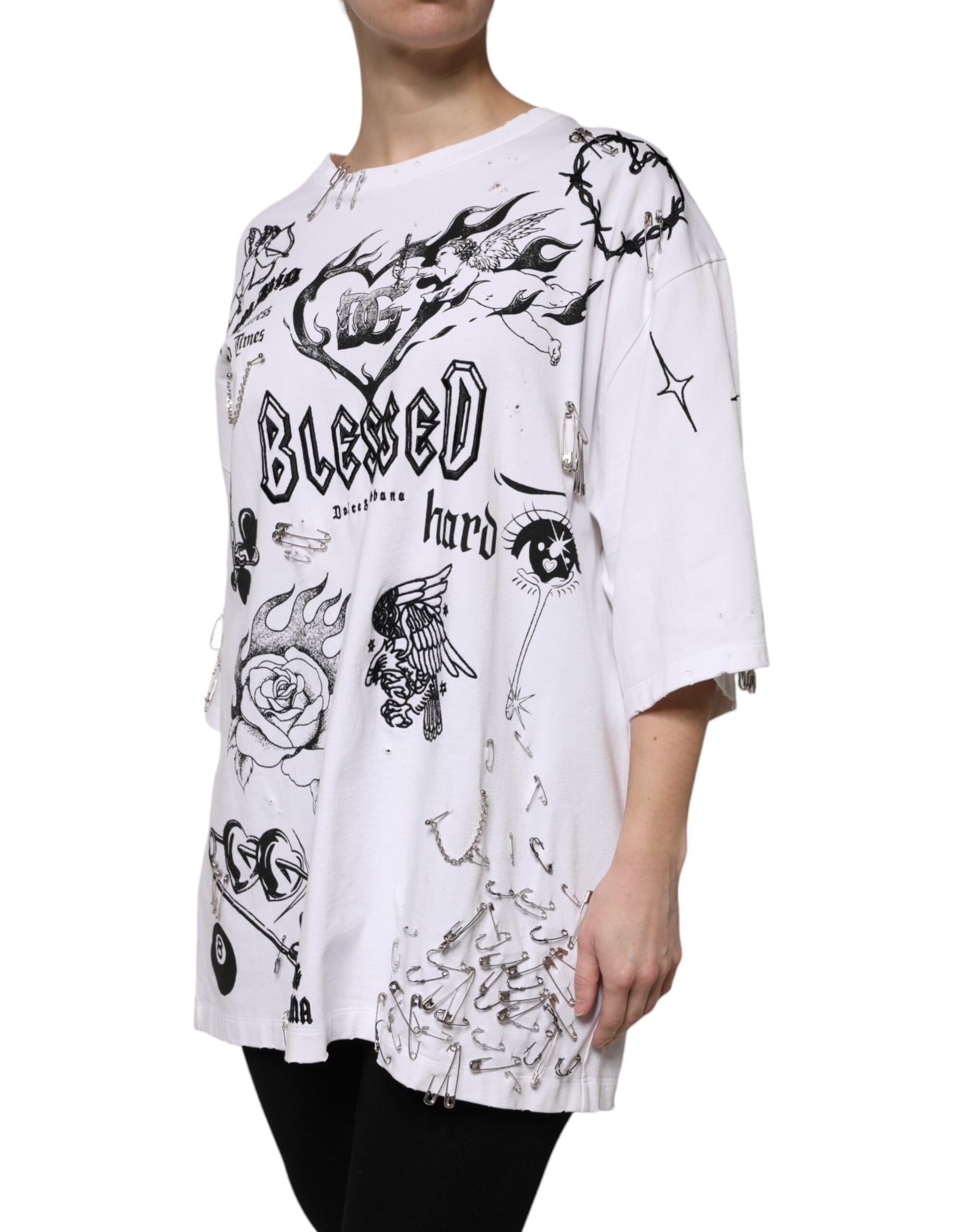 Dolce & Gabbana White Cotton DG BLESSED Printed T-shirt | Regal Royce