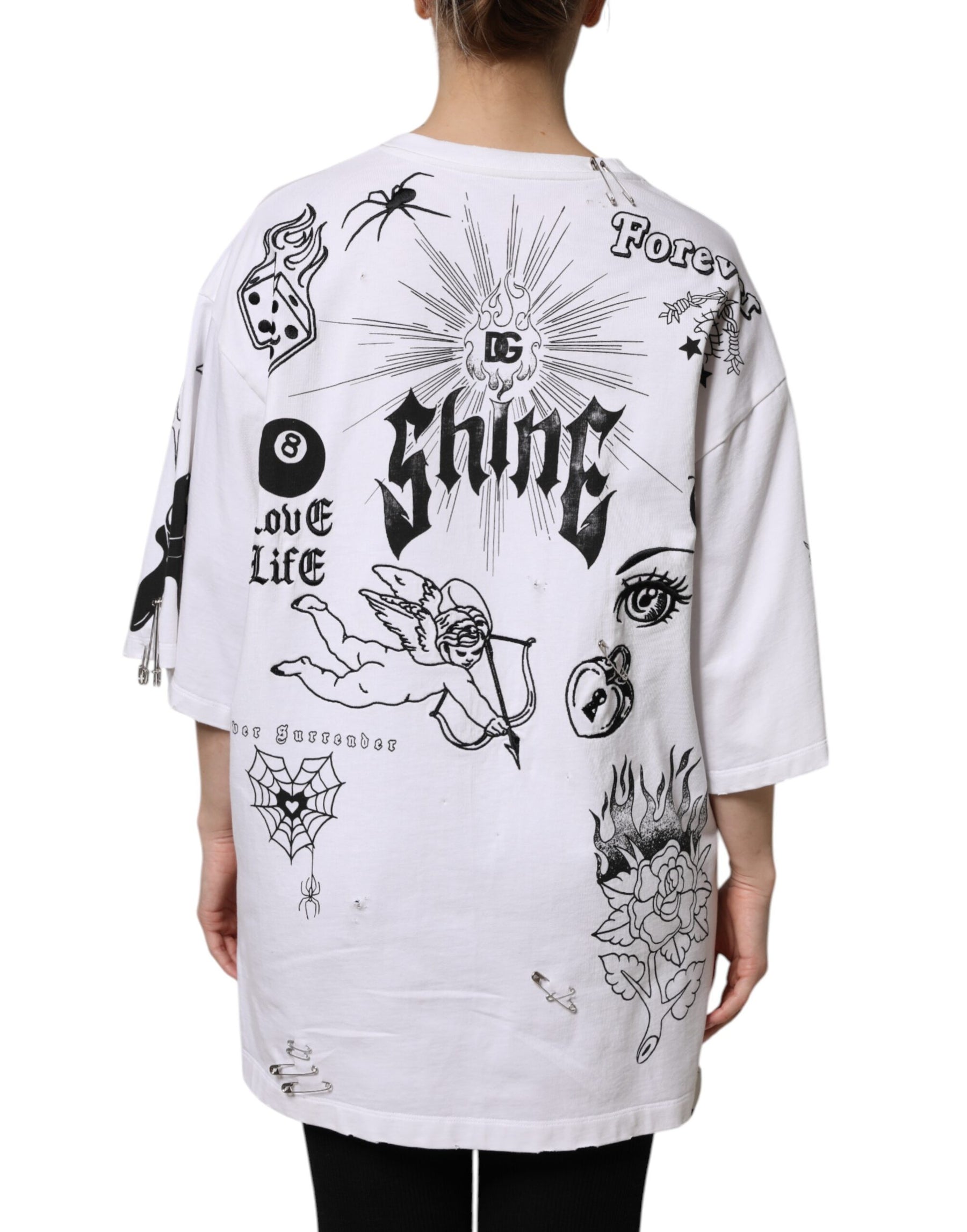 Dolce & Gabbana White Cotton DG BLESSED Printed T-shirt | Regal Royce