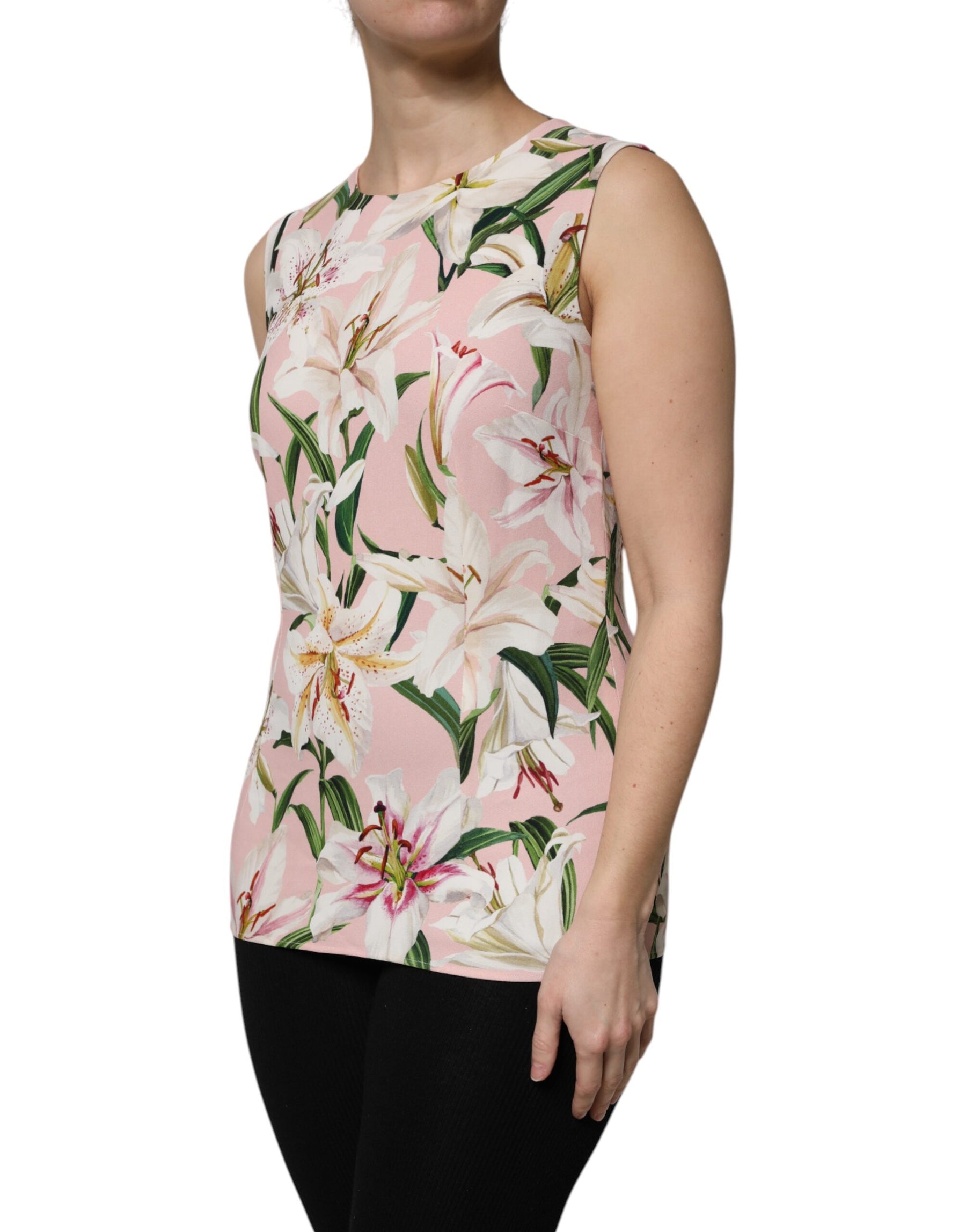 Dolce & Gabbana Multicolor Floral Print Round Neck Tank Top | Regal Royce