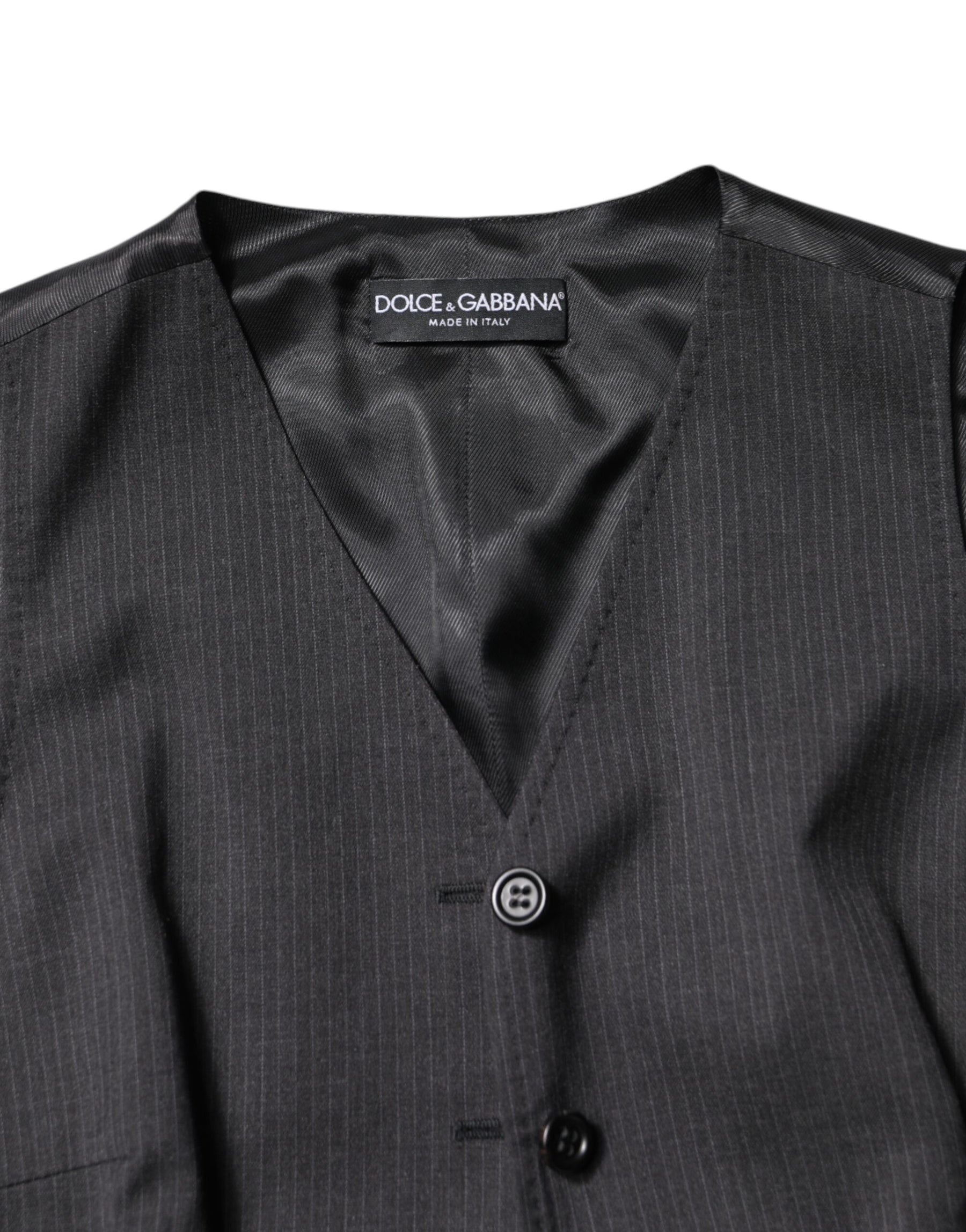 Dolce & Gabbana Black Striped Button Down Sleeveless Vest Top | Regal Royce