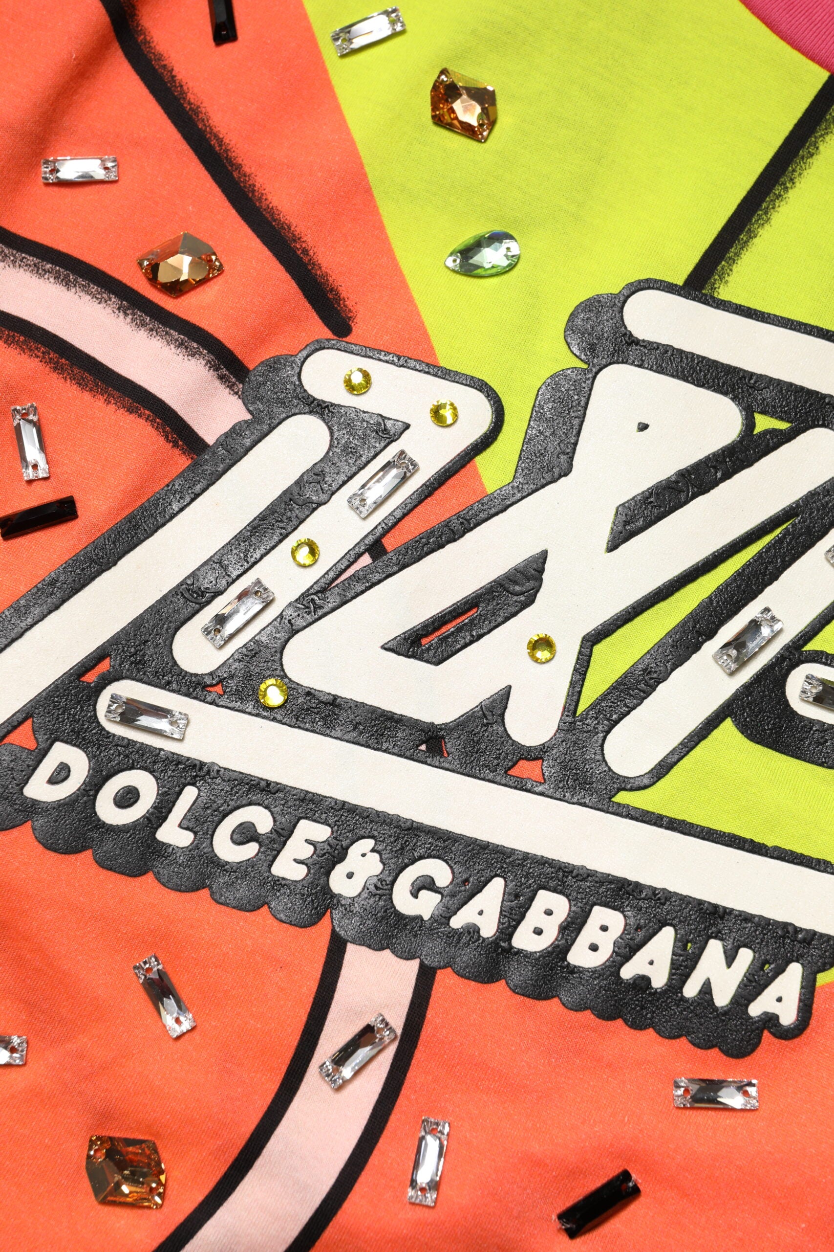 Dolce & Gabbana Multicolor Printed Crystal Embellishment Top | Regal Royce