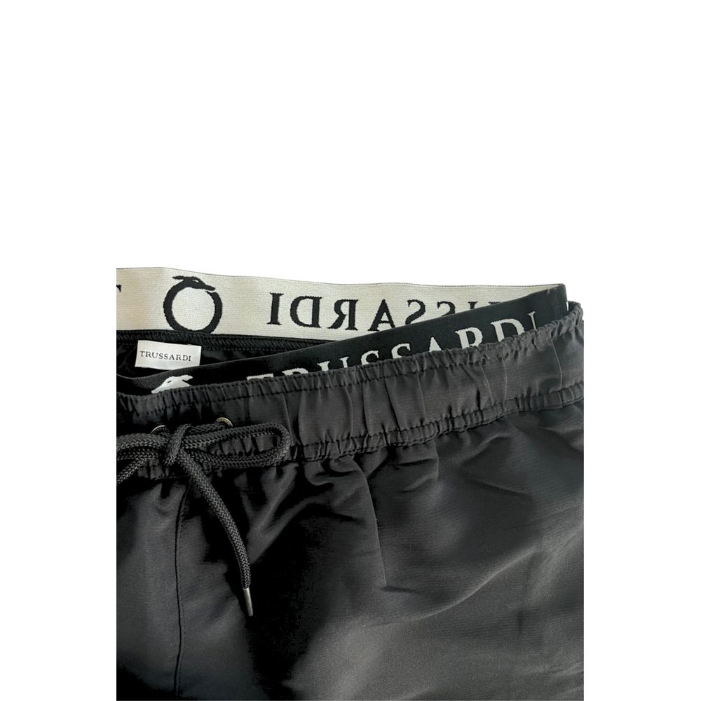 Trussardi Beachwear Black Polyester Men Swim Shorts | Regal Royce