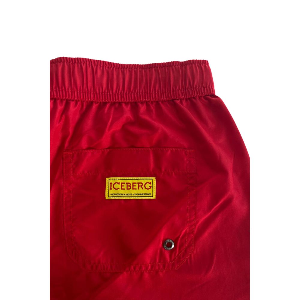 Iceberg Red Polyester Men Swim Short | Regal Royce