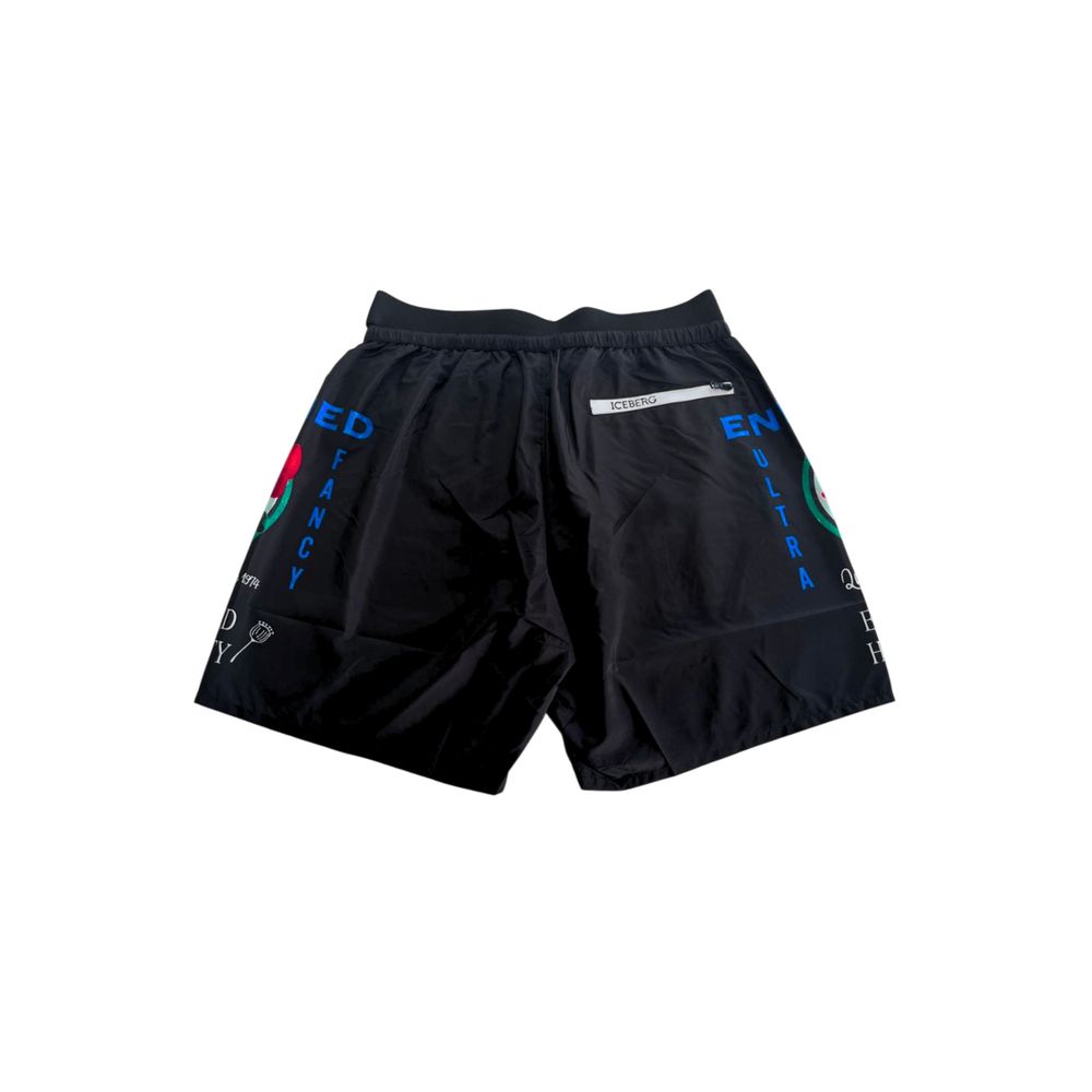 Iceberg Black Polyester Men's Swim Short | Regal Royce