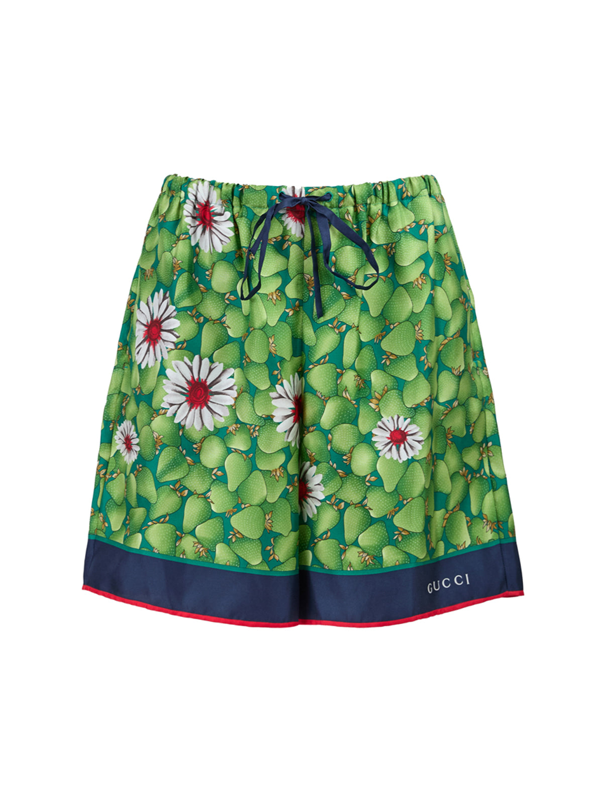 Gucci Green Flower Printed Silk Shorts | Regal Royce