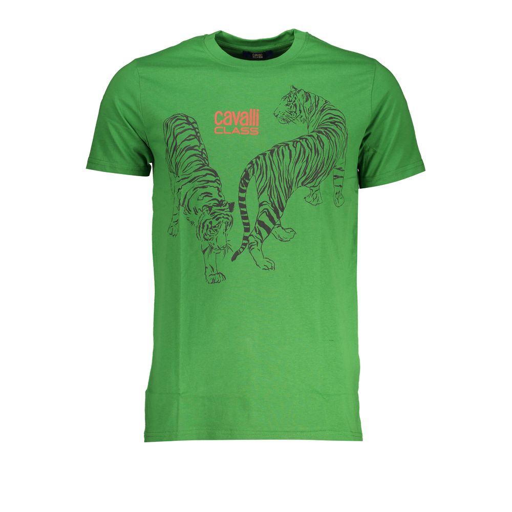 Cavalli Class Verde Cotton Men T-Shirt | Regal Royce