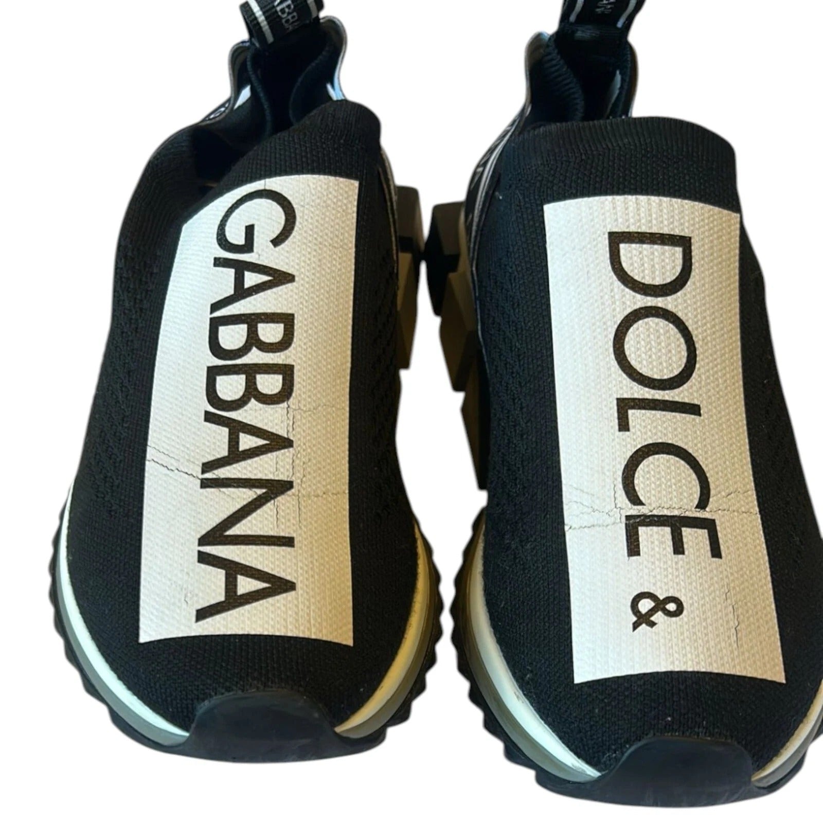 Dolce & Gabbana Black White Slip On Sorrento Sneakers Shoes | Regal Royce