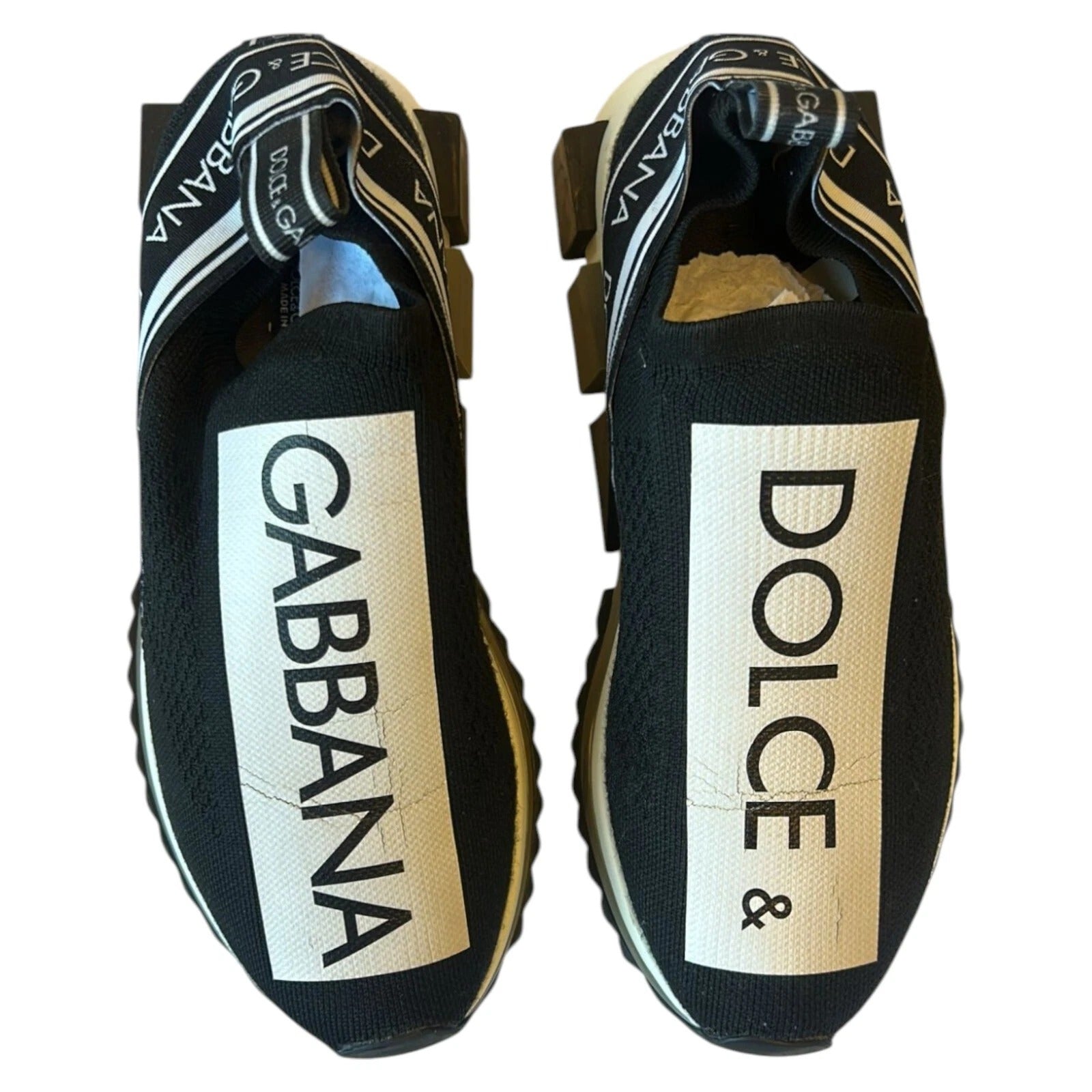 Dolce & Gabbana Black White Slip On Sorrento Sneakers Shoes | Regal Royce