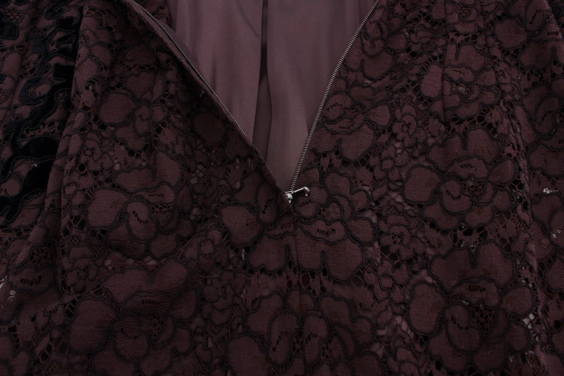 Dolce & Gabbana Purple Floral Lace Ricamo Maxi Dress | Regal Royce