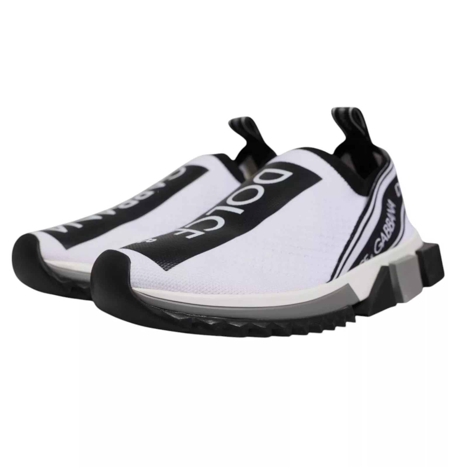 Dolce & Gabbana White Black Slip On Sorrento Sneakers Shoes | Regal Royce