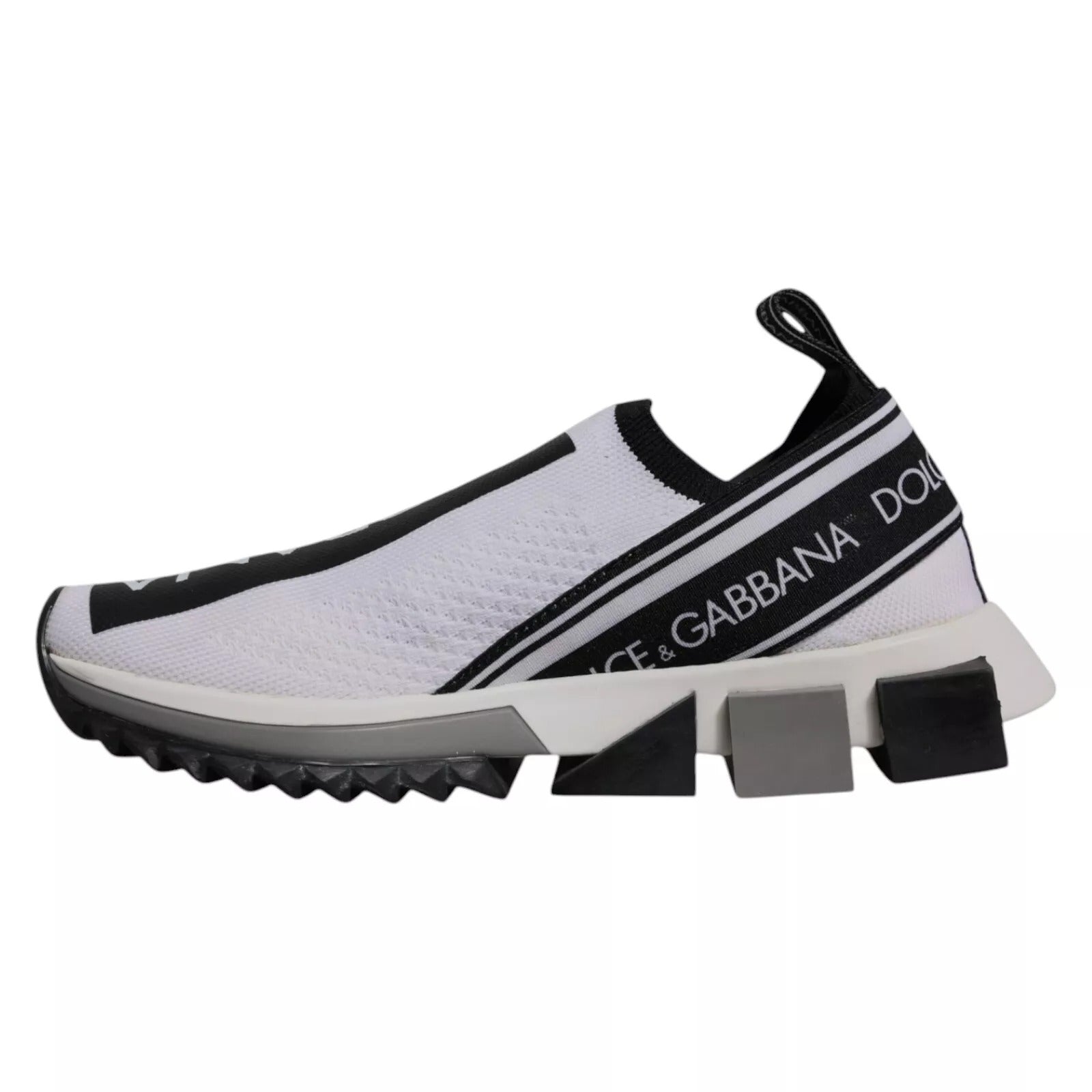 Dolce & Gabbana White Black Slip On Sorrento Sneakers Shoes | Regal Royce