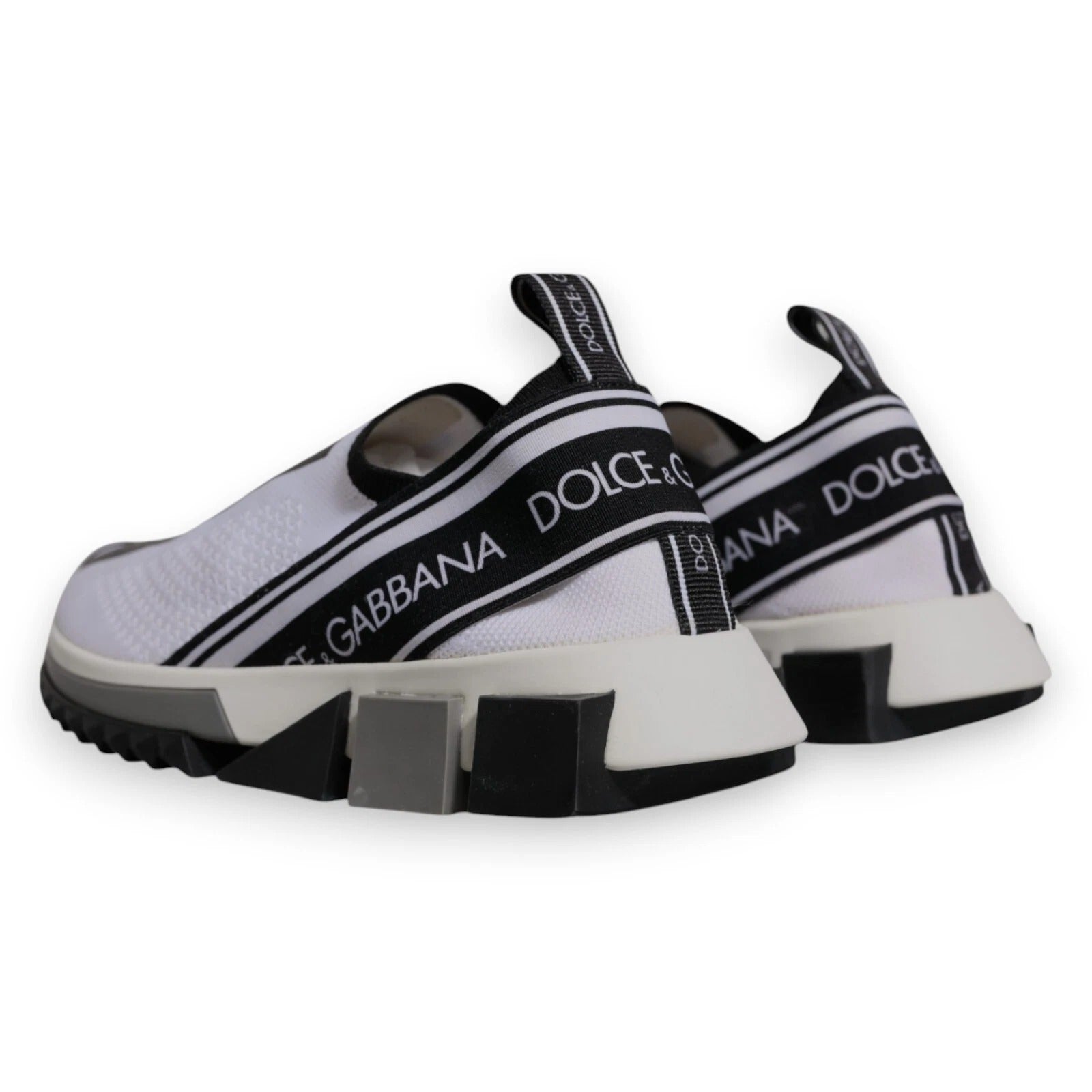 Dolce & Gabbana White Black Slip On Sorrento Sneakers Shoes | Regal Royce