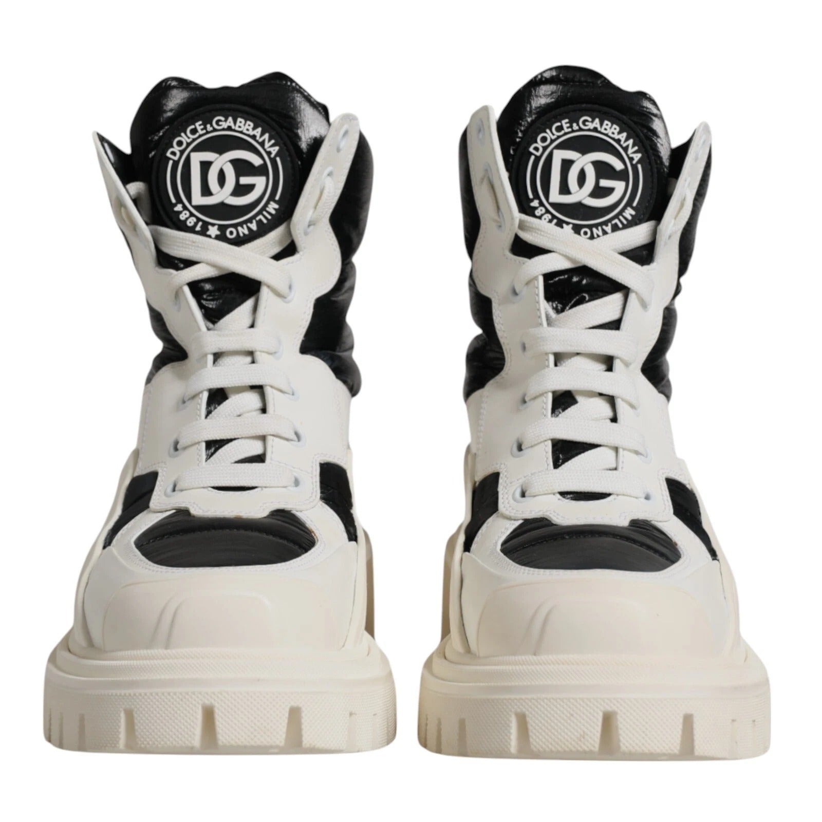 Dolce & Gabbana White Padded Mid Calf Lace Up Boots Shoes | Regal Royce