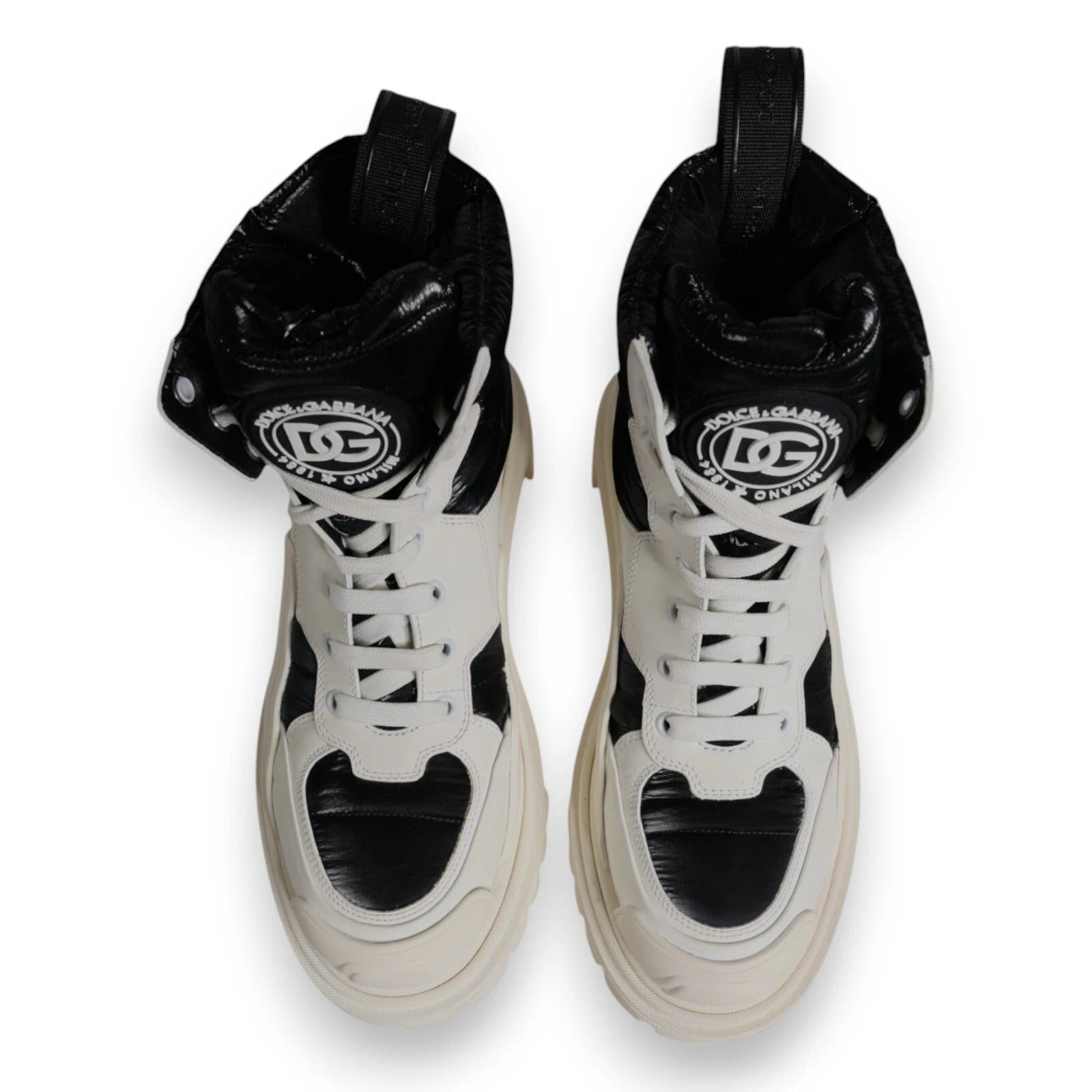 Dolce & Gabbana White Padded Mid Calf Lace Up Boots Shoes | Regal Royce