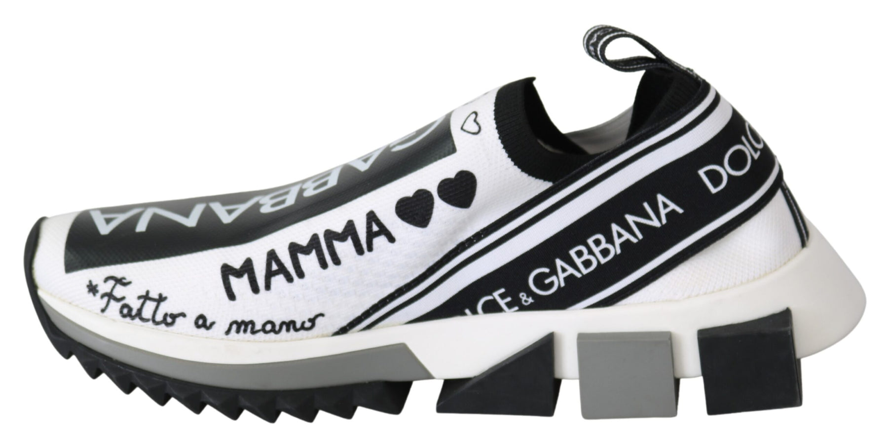 Dolce & Gabbana White Black Slip On Sorrento Sneakers | Regal Royce