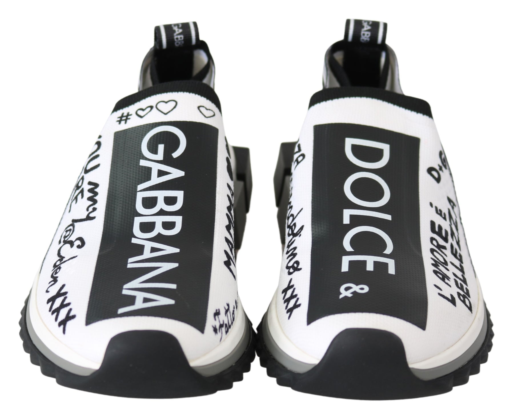 Dolce & Gabbana White Black Slip On Sorrento Sneakers | Regal Royce