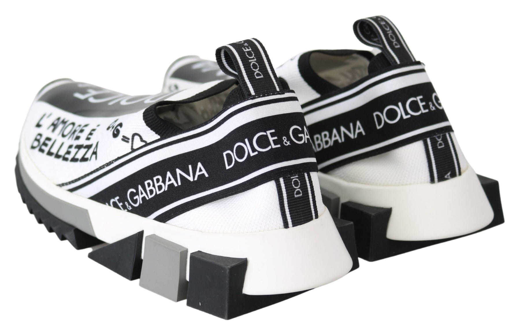 Dolce & Gabbana White Black Slip On Sorrento Sneakers | Regal Royce