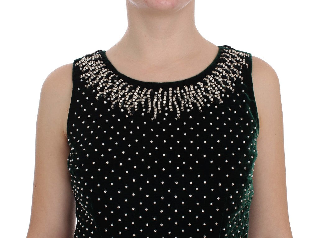 Dolce & Gabbana Green Velvet Crystal Long Maxi Dress | Regal Royce