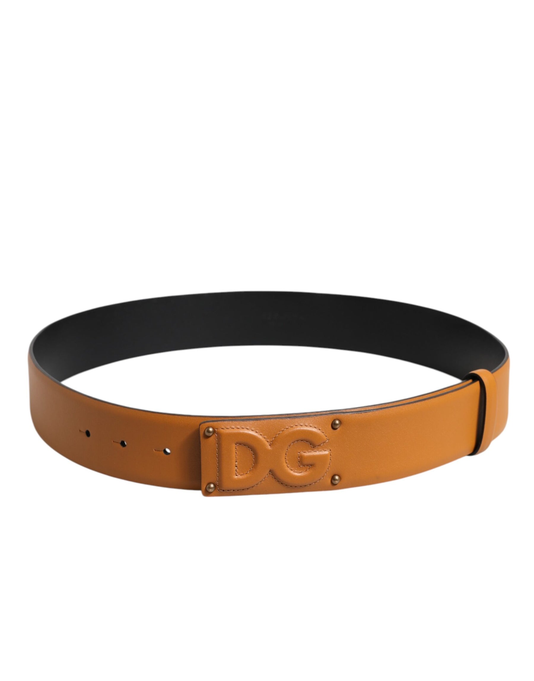 Dolce & Gabbana Brown Leather Buckle DG Logo Embossed Belt | Regal Royce