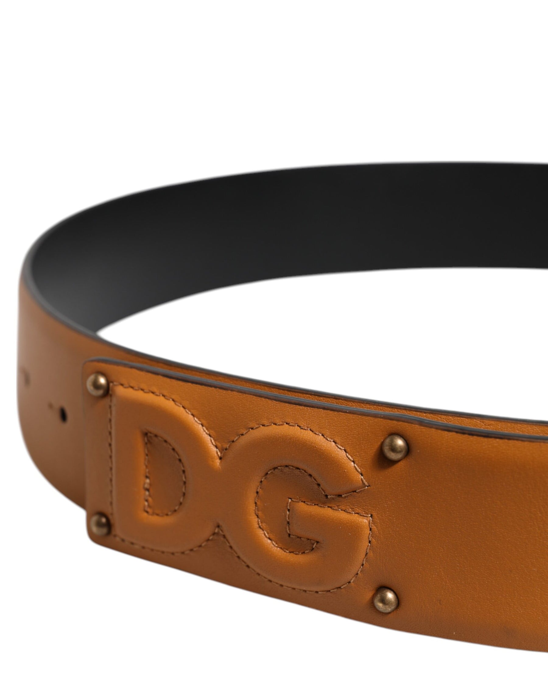 Dolce & Gabbana Brown Leather Buckle DG Logo Embossed Belt | Regal Royce