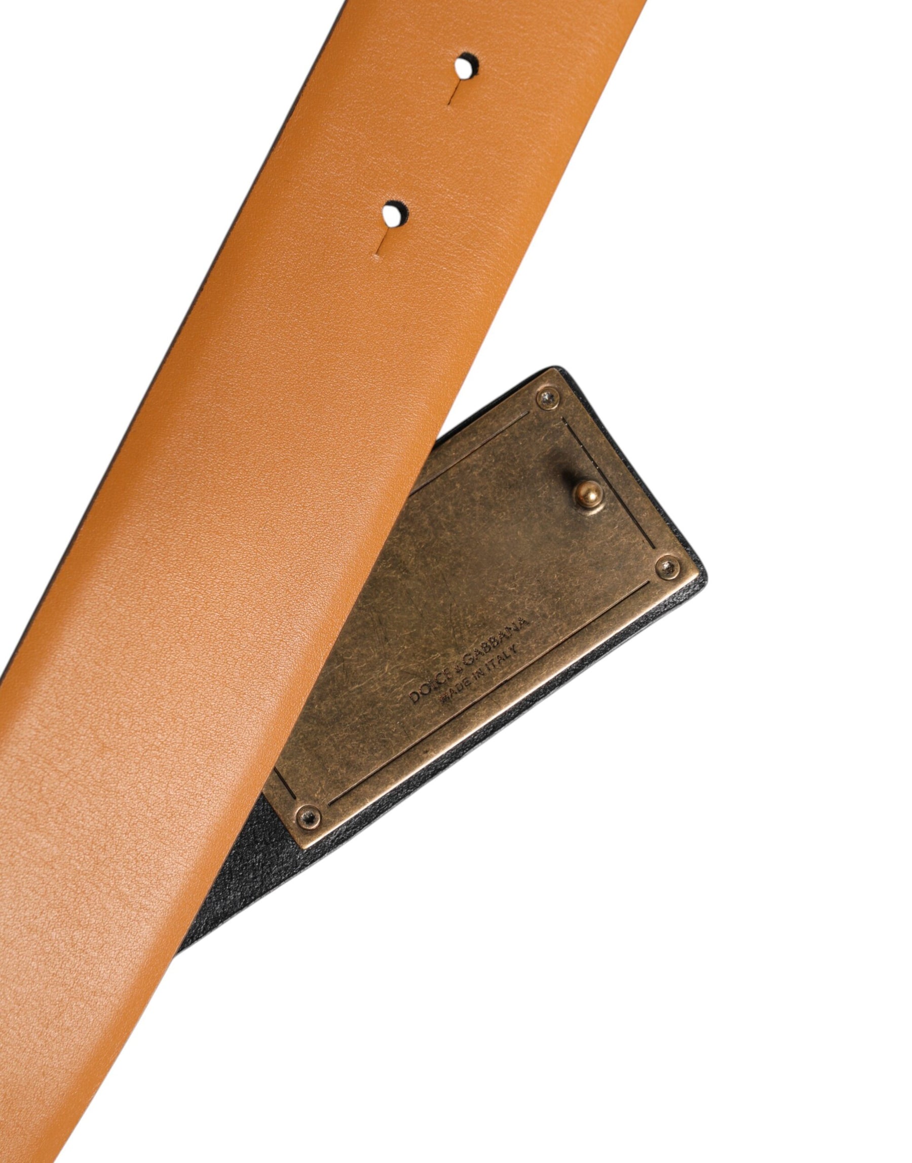 Dolce & Gabbana Brown Leather Buckle DG Logo Embossed Belt | Regal Royce