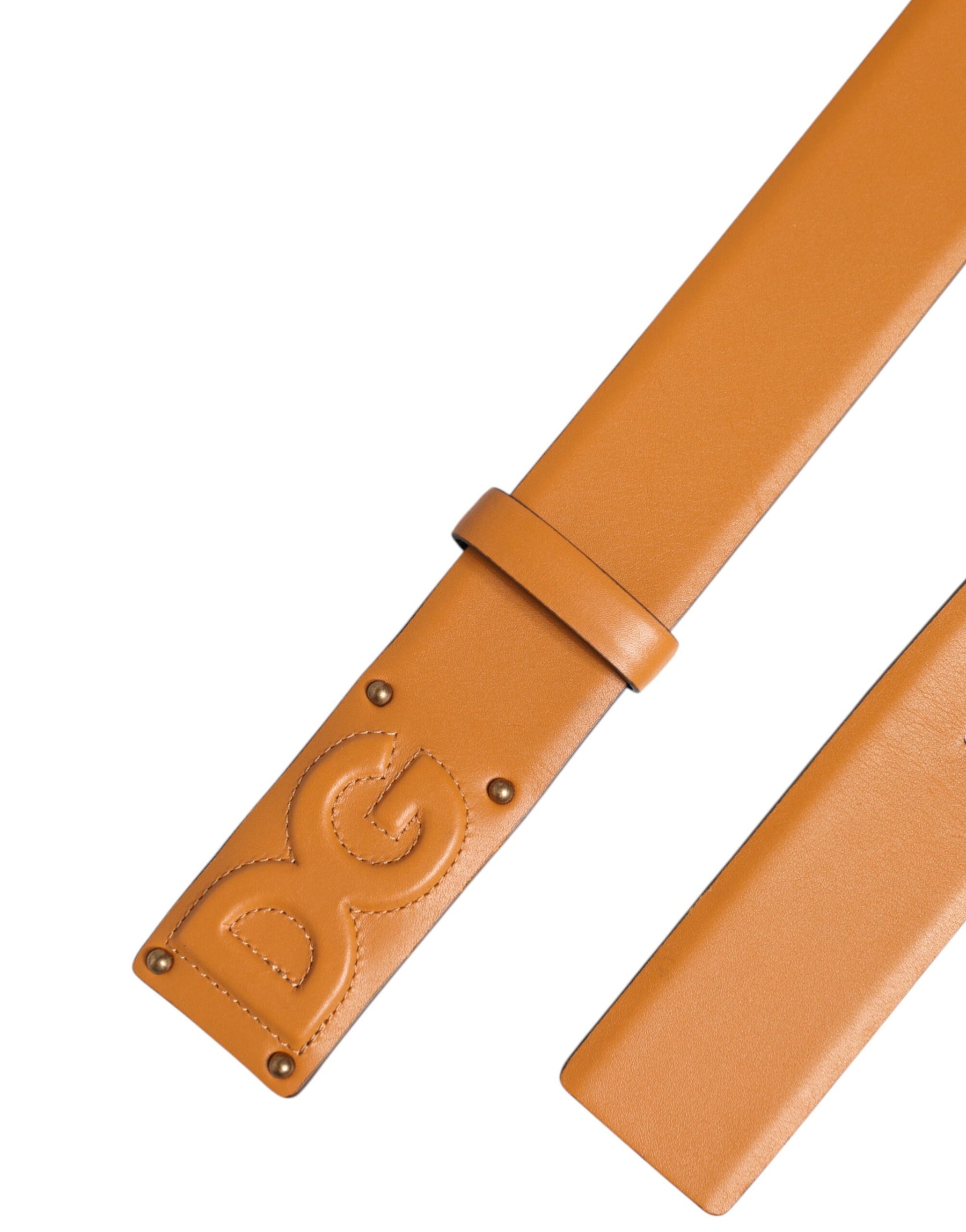 Dolce & Gabbana Brown Leather Buckle DG Logo Embossed Belt | Regal Royce